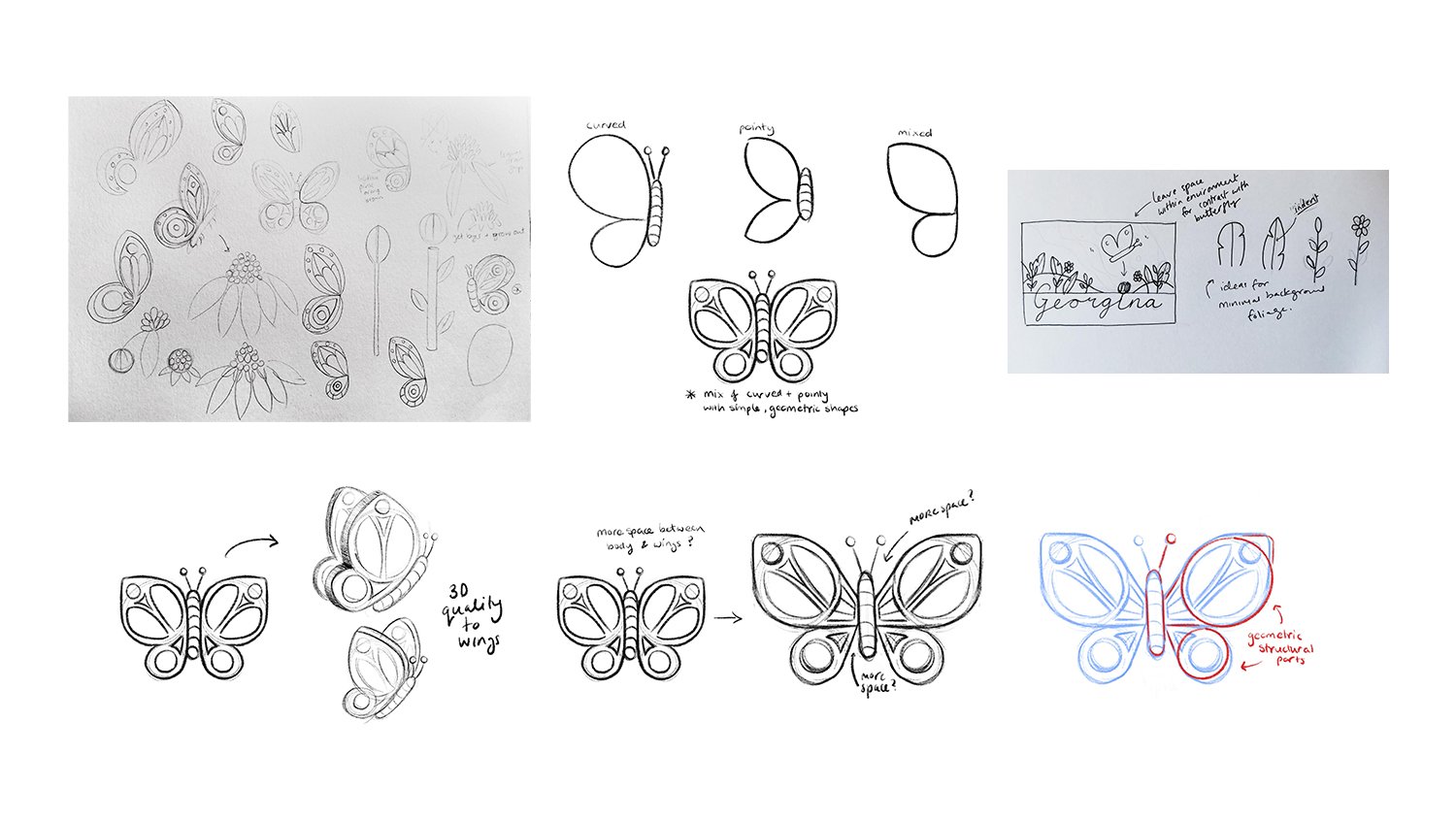 Butterfly Character Design Sketches