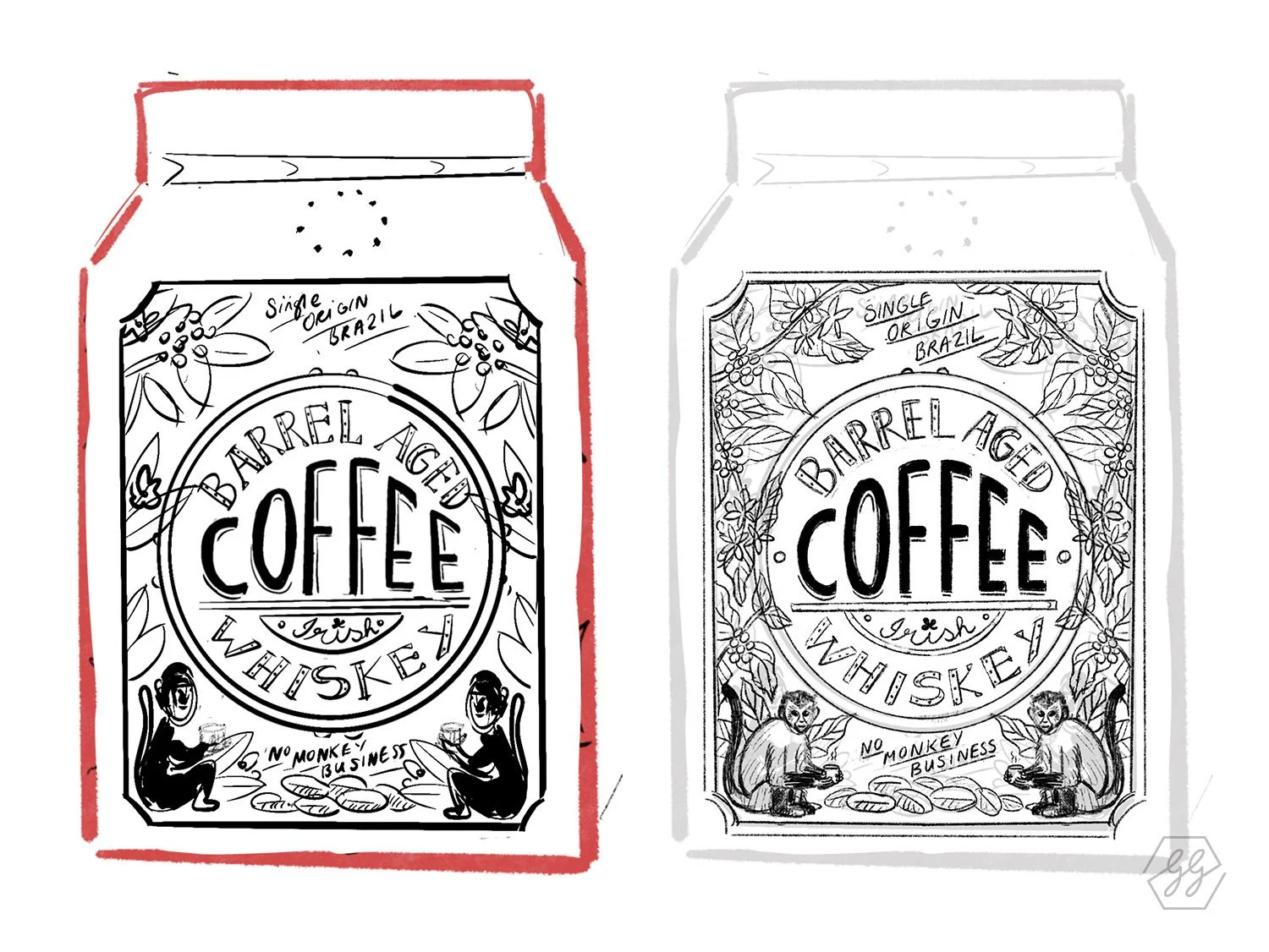 Rough Sketch left and closer to refinement right.