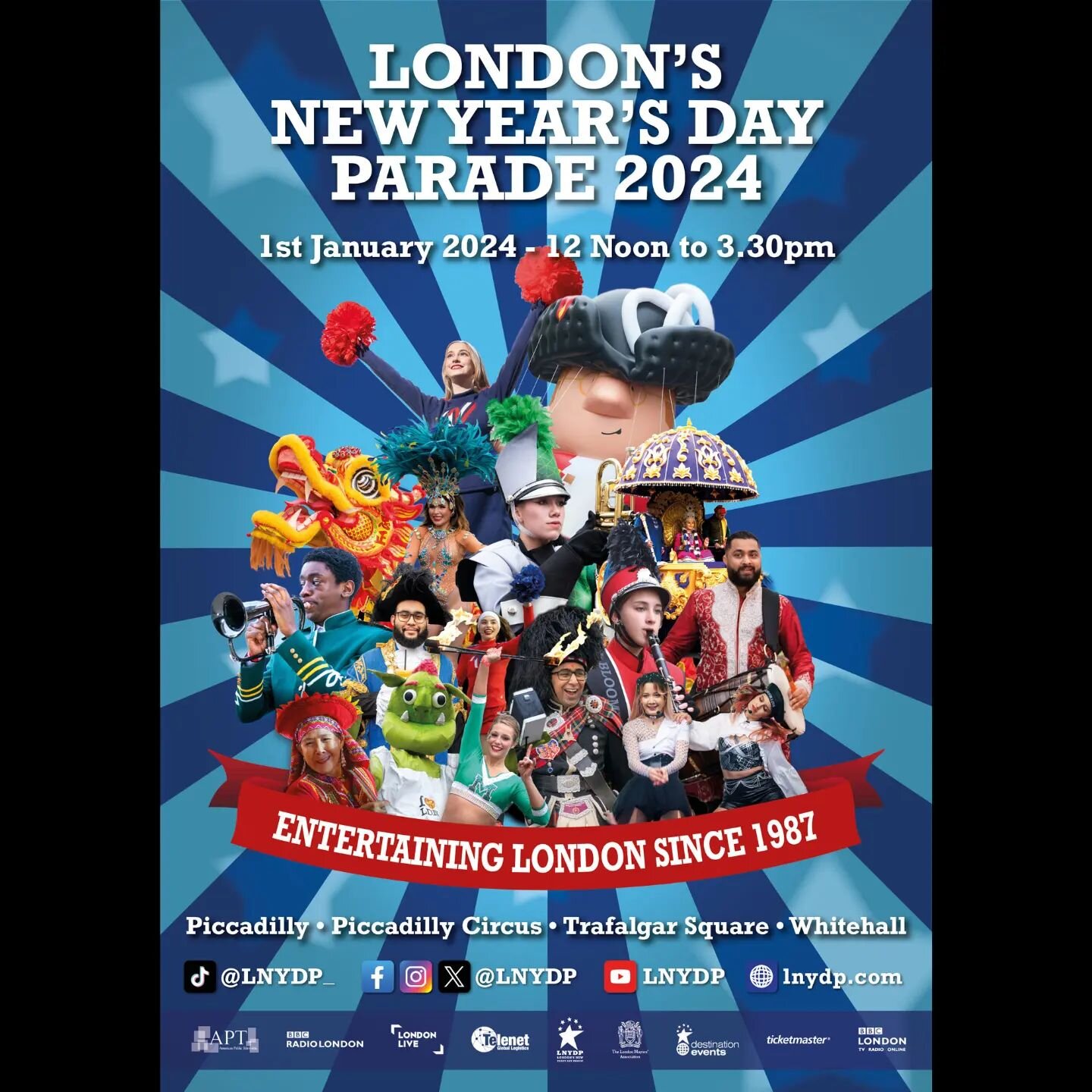 Kicking off 2024 with a bang! Excited to share that we're once again part of the lineup for London's New Year's Day Parade (LNYDP). Billed as 'The Greatest Event in the Greatest City in the World,' LNYDP draws over 10,000 participants from the USA, U