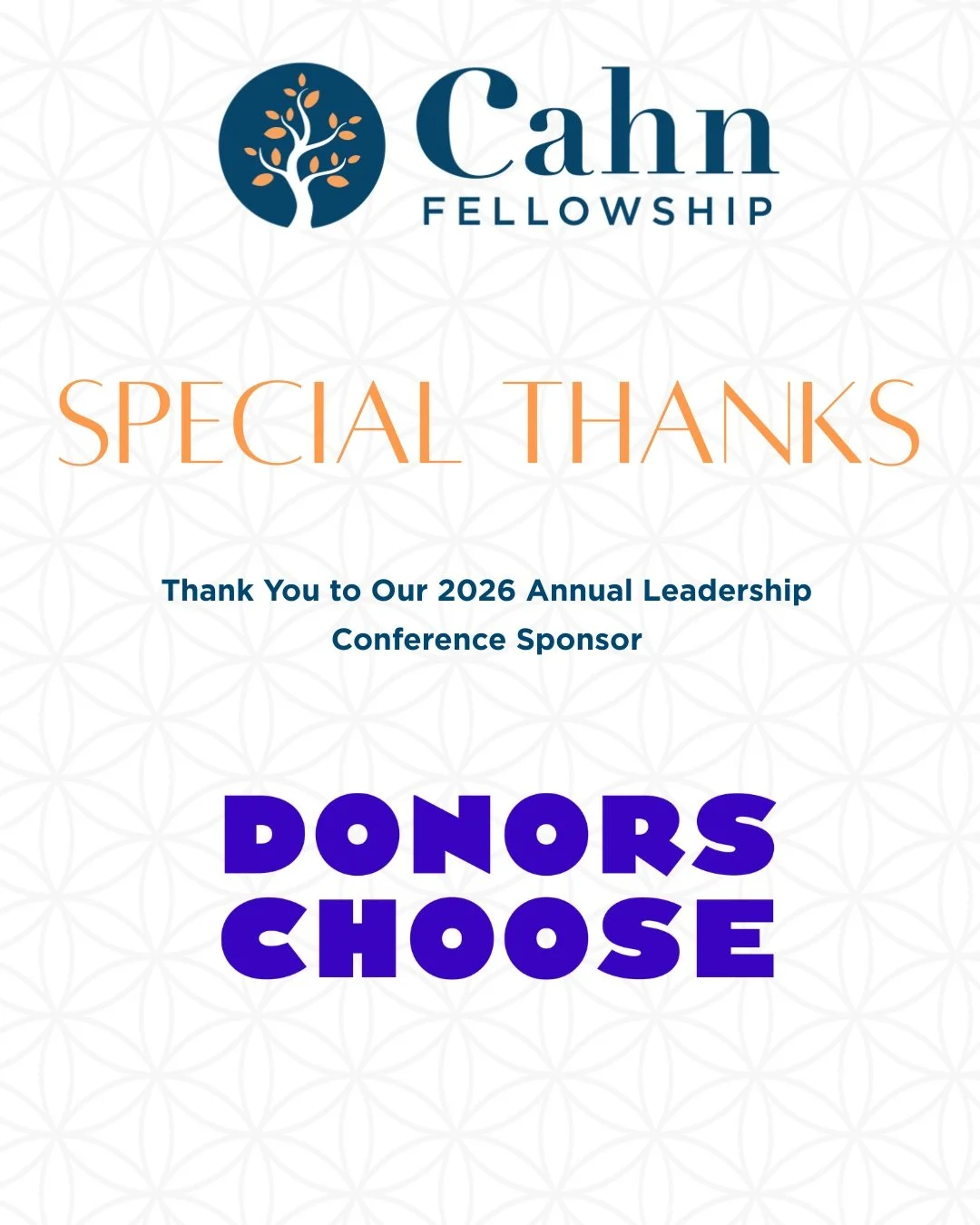 Cahn Fellowship is grateful to @donorschoose for sponsoring our 2026 Annual Leadership Conference this week and for their generous support of our work to sustain exceptional school principals through transformative leadership development.
Thank you, 