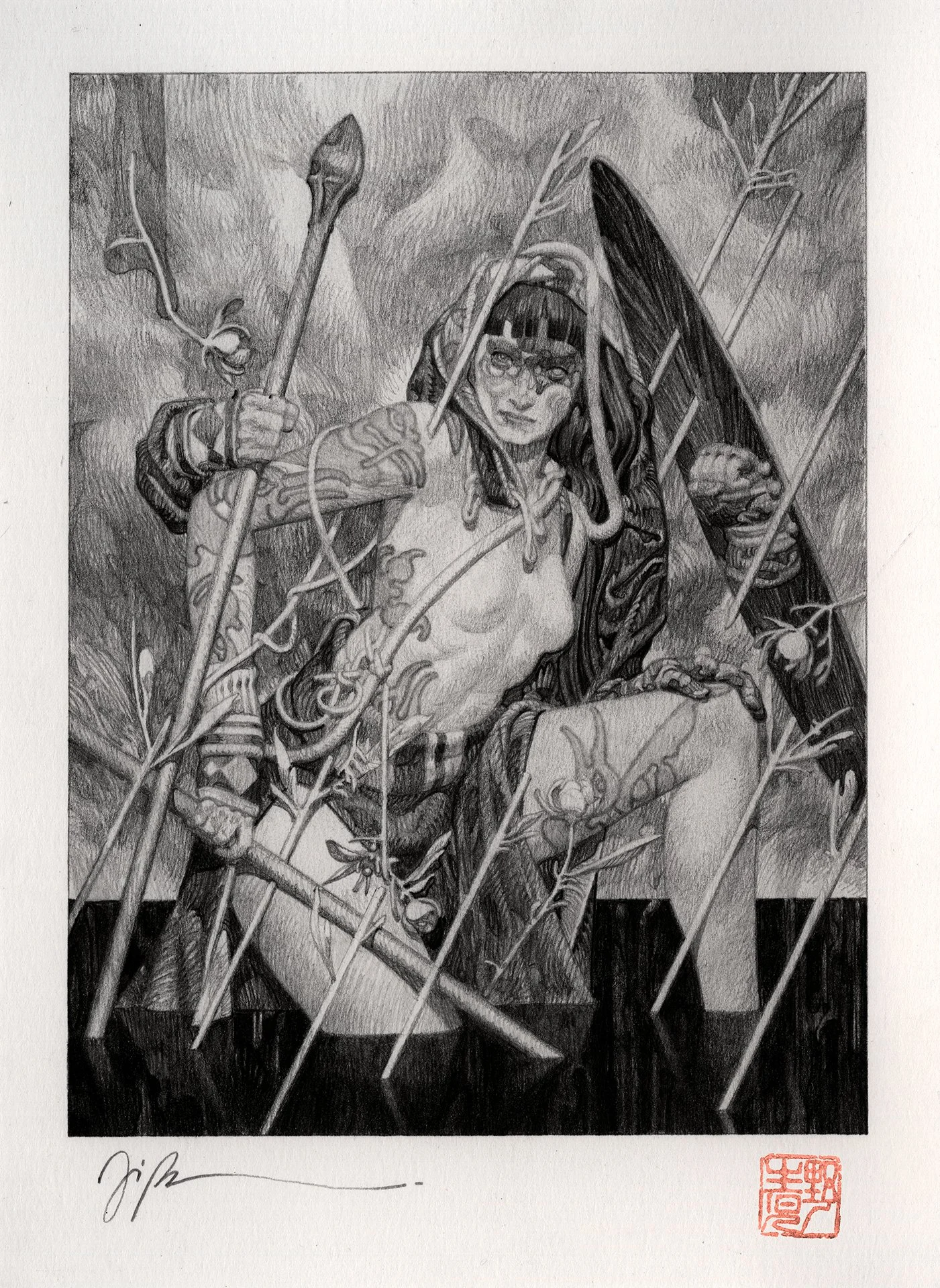 JOÃO RUAS  LAST STAND  Graphite on paper 9.7 x 7.1 inches 24.5 x 18 centimeters   SOLD  