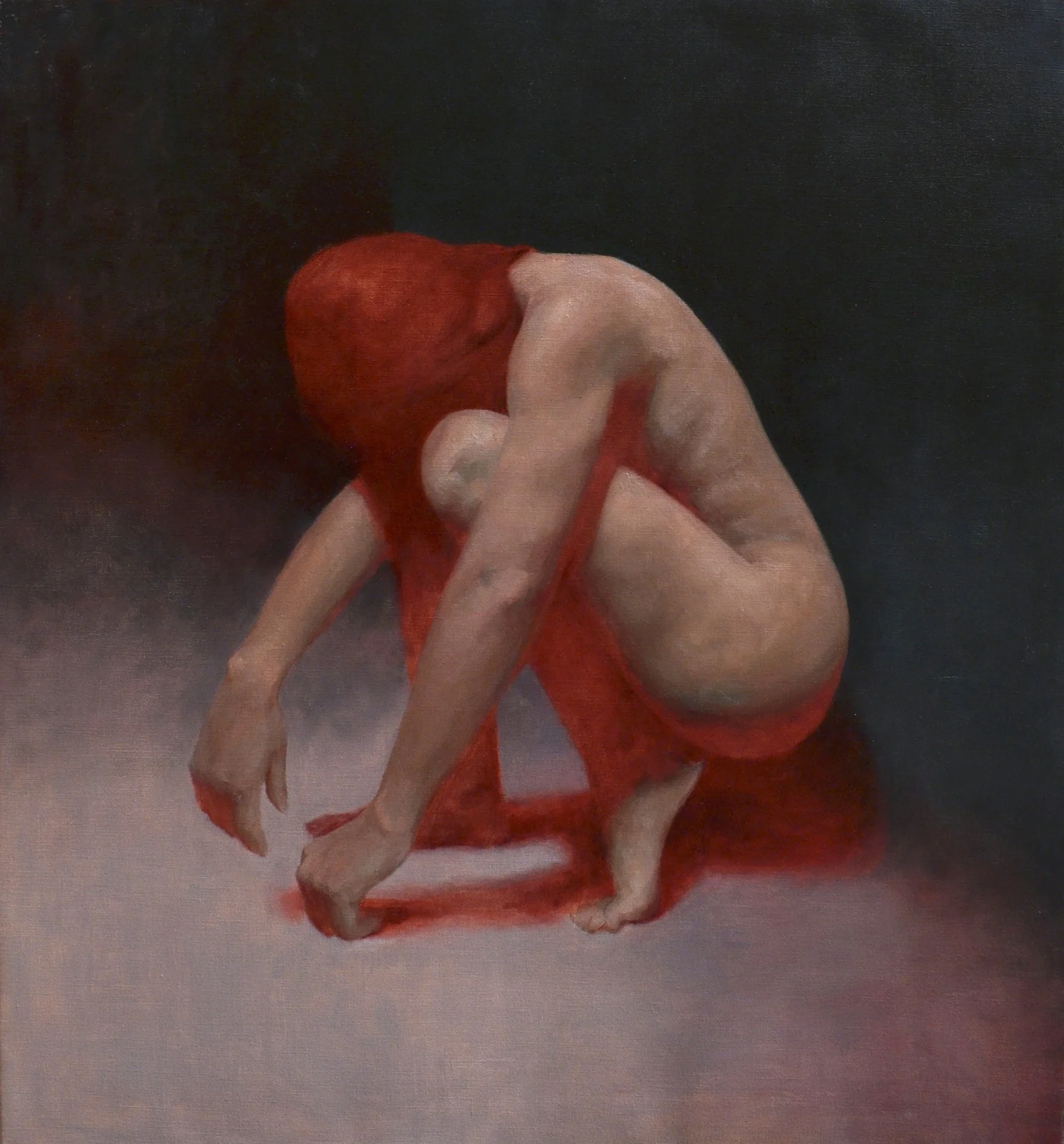 AINA CLOTAS  RED FIGURE  Oil on linen 35 x 31 inches 88.9 × 50.8 centimeters  $4120   INQUIRE →  