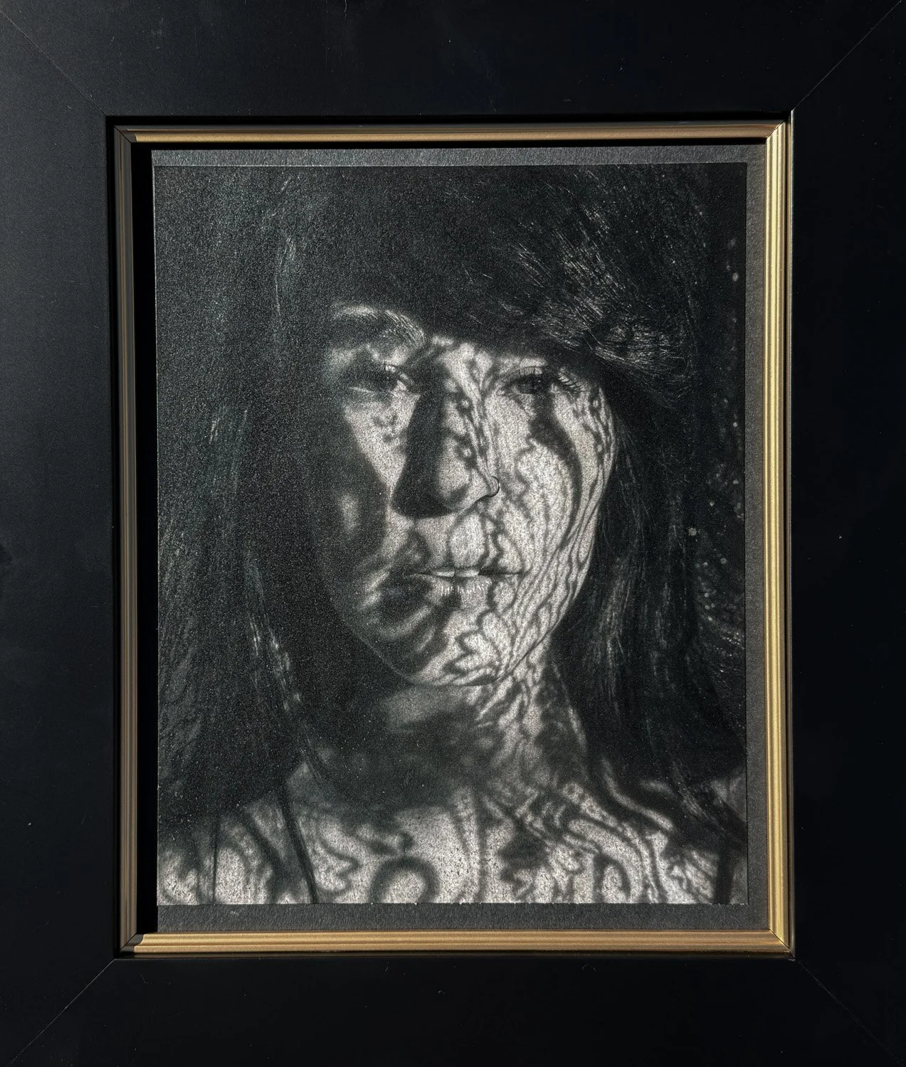 MICHAEL ASH SMITH  THE SADNESS OF LONGING - NINE  Ink transfer, oil, and barite on 300 GSM Arches paper 1O x 8 inches 25.4 × 2O.3 centimeters  $700   INQUIRE →  