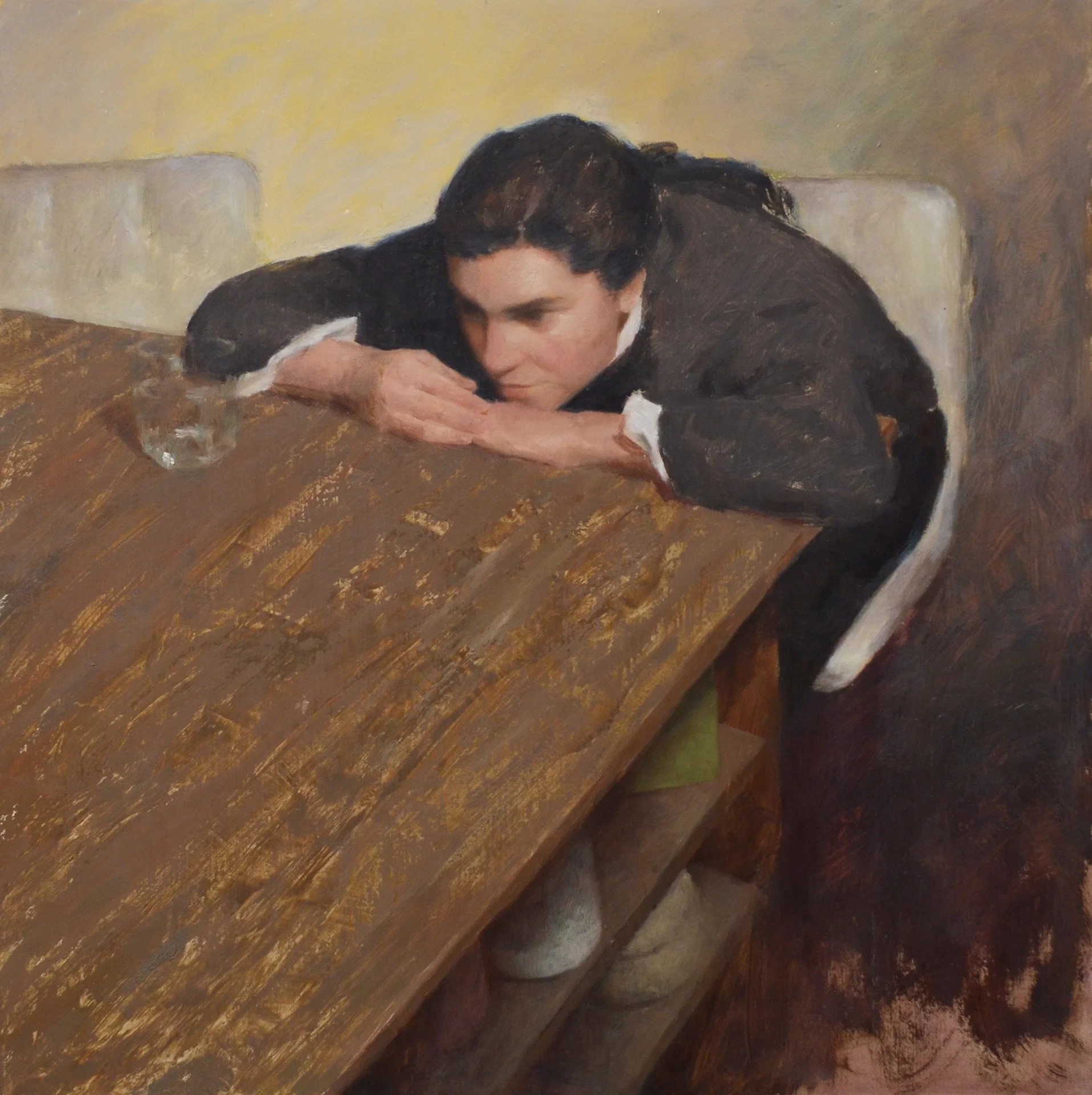 AINA CLOTAS  THE ARTIST  Oil on panel 20 x 20 inches 50.8 × 50.8 centimeters   SOLD   