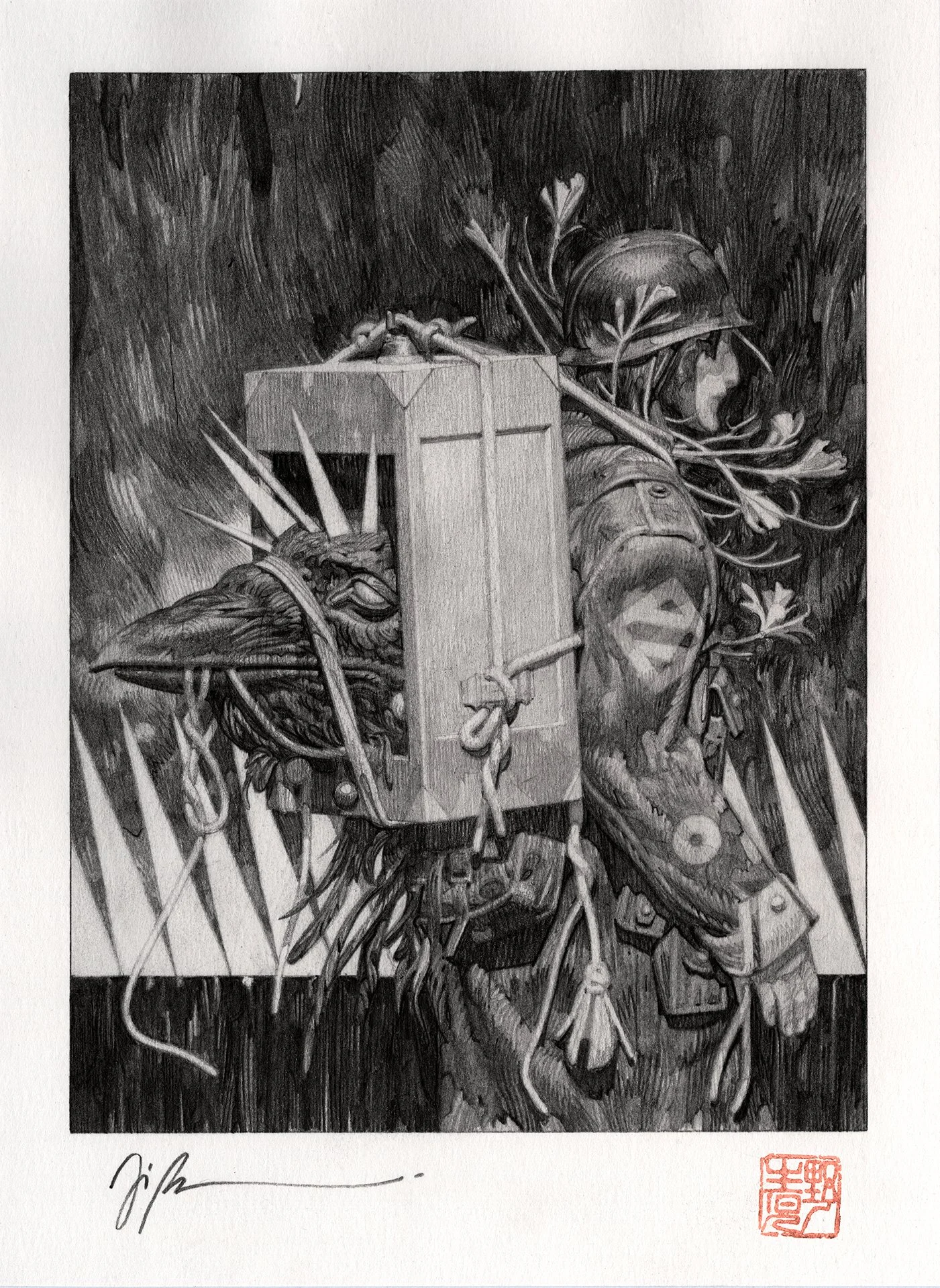 JOÃO RUAS  PILGRIM  Graphite on paper 9.7 x 7.1 inches 24.5 x 18 centimeters   SOLD  