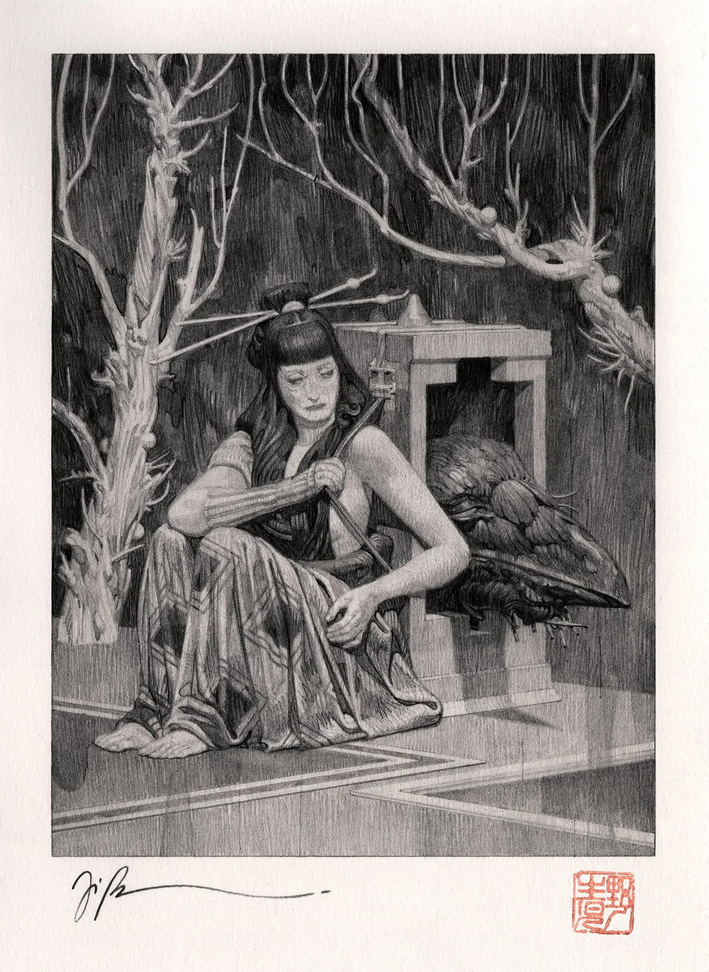 JOÃO RUAS  PILGRIM II  Graphite on paper 9.7 x 7.1 inches 24.5 x 18 centimeters   SOLD  
