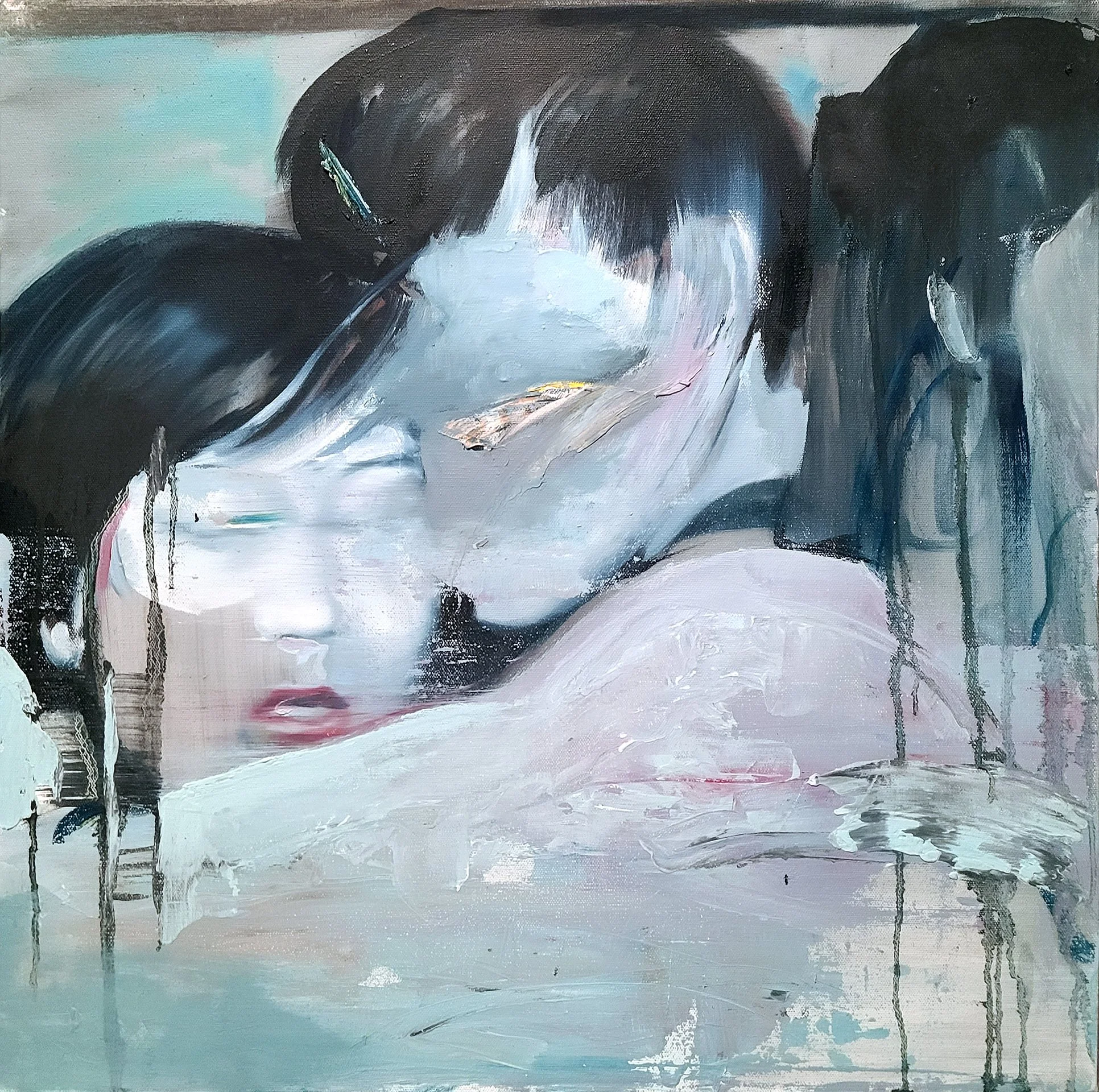 ILYA SHKIPIN  HELD  Oil on canvas 24 x 24 inches 61 × 61 centimeters  $1550   INQUIRE →  