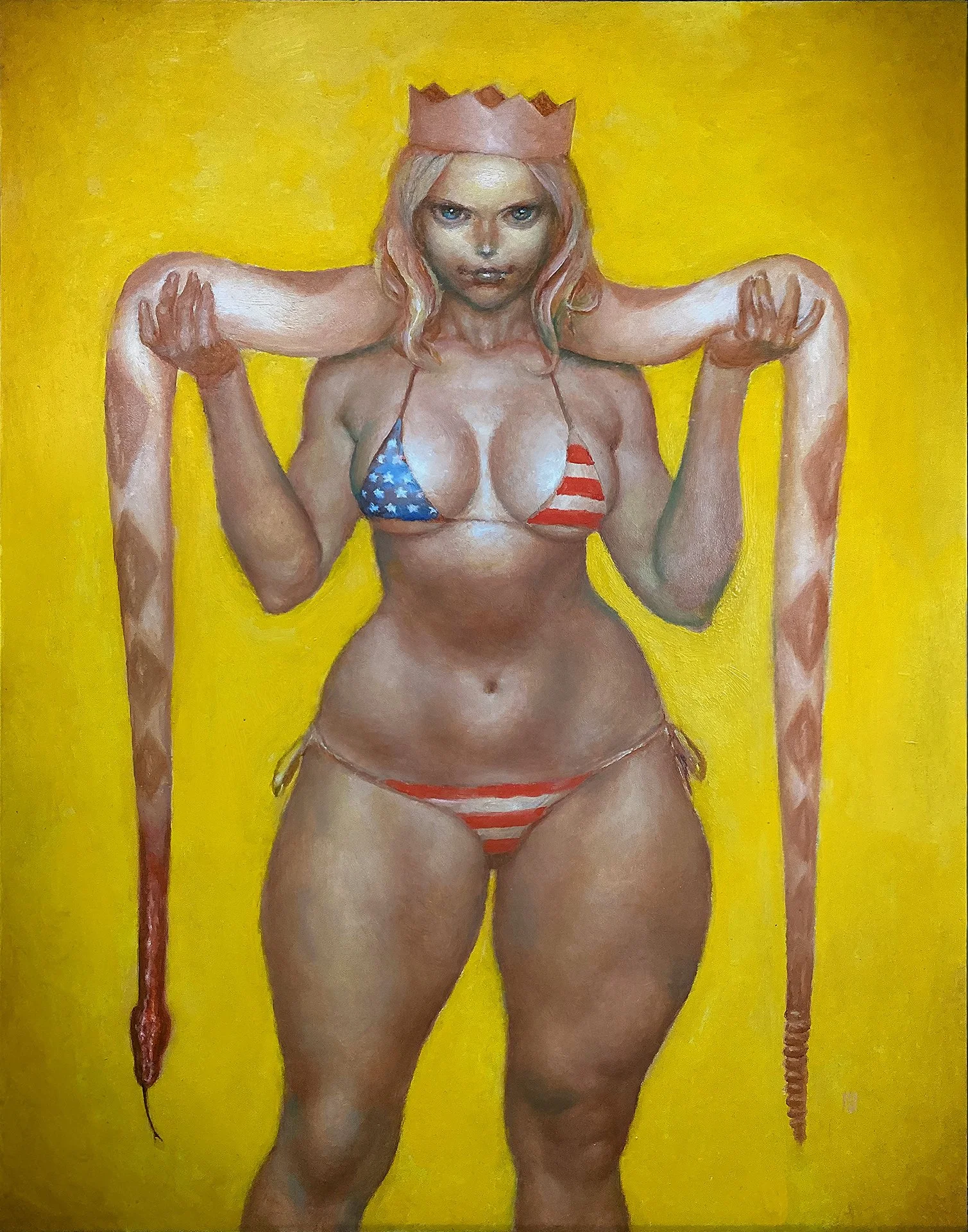 MIKE CHOI  MISS USA  Oil on wood panel 14 x 11 inches 35.6 x 27.9 centimeters  $2026   INQUIRE →  