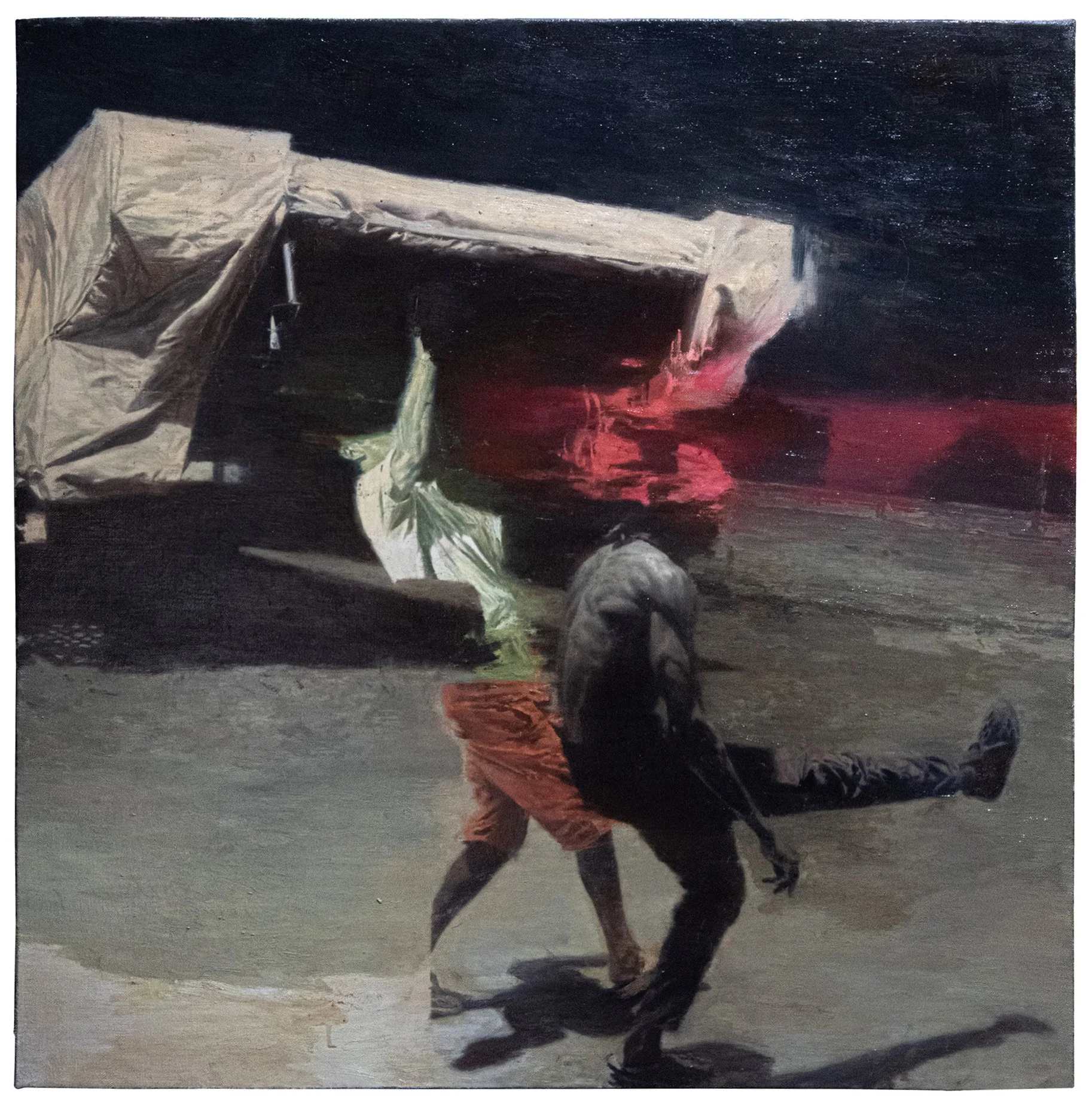 PHIL HALE  WALK THROUGH WALLS OR DON'T  (02)  Oil on Canvas 32 x 32 inches 81.3 x 81.3 centimeters  $15,000   INQUIRE →  