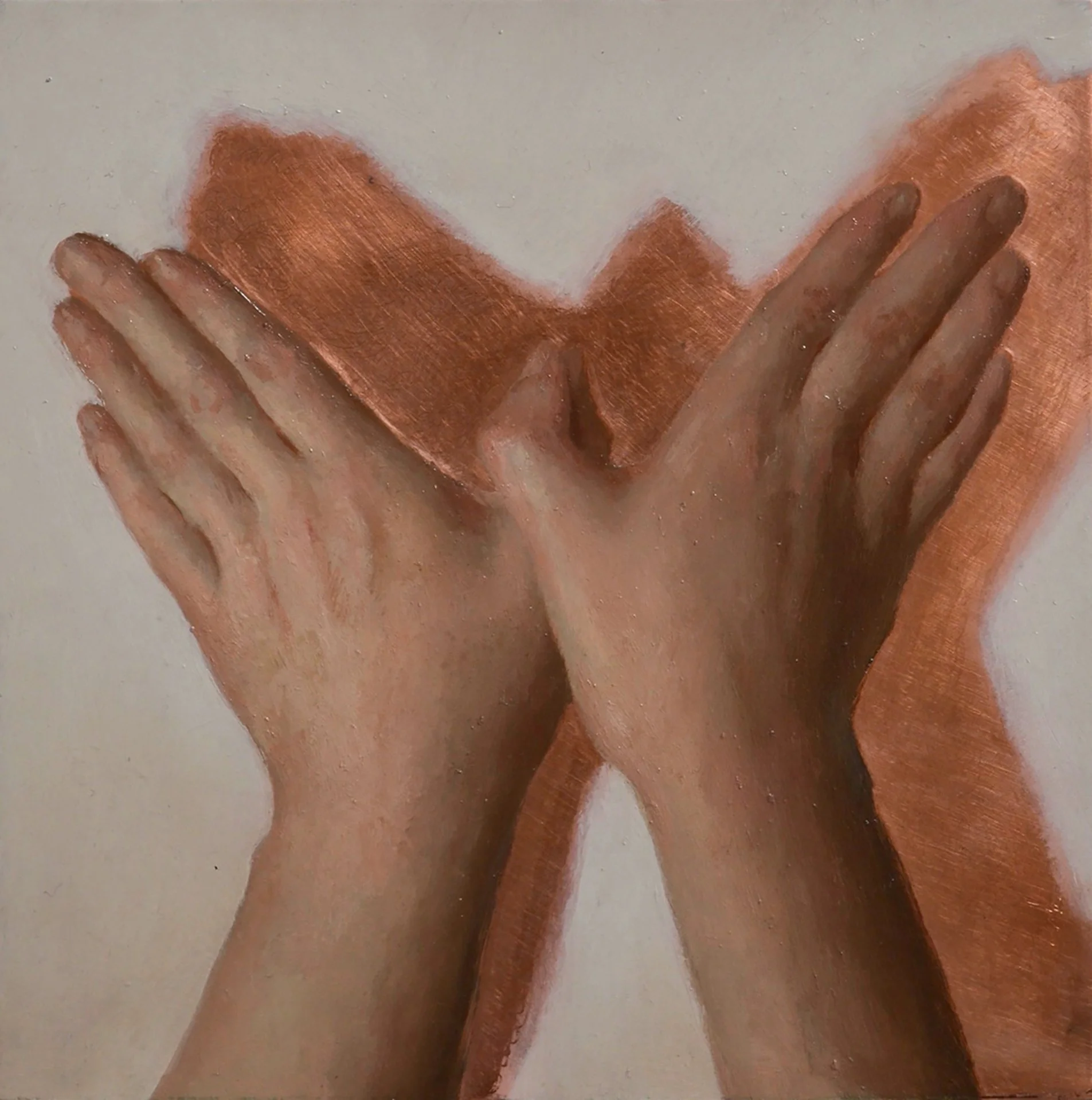 AINA CLOTAS  SHADOW #3  Oil on copper 15.5 x 5.5 inches 39.4 × 39.4 centimeters   SOLD   