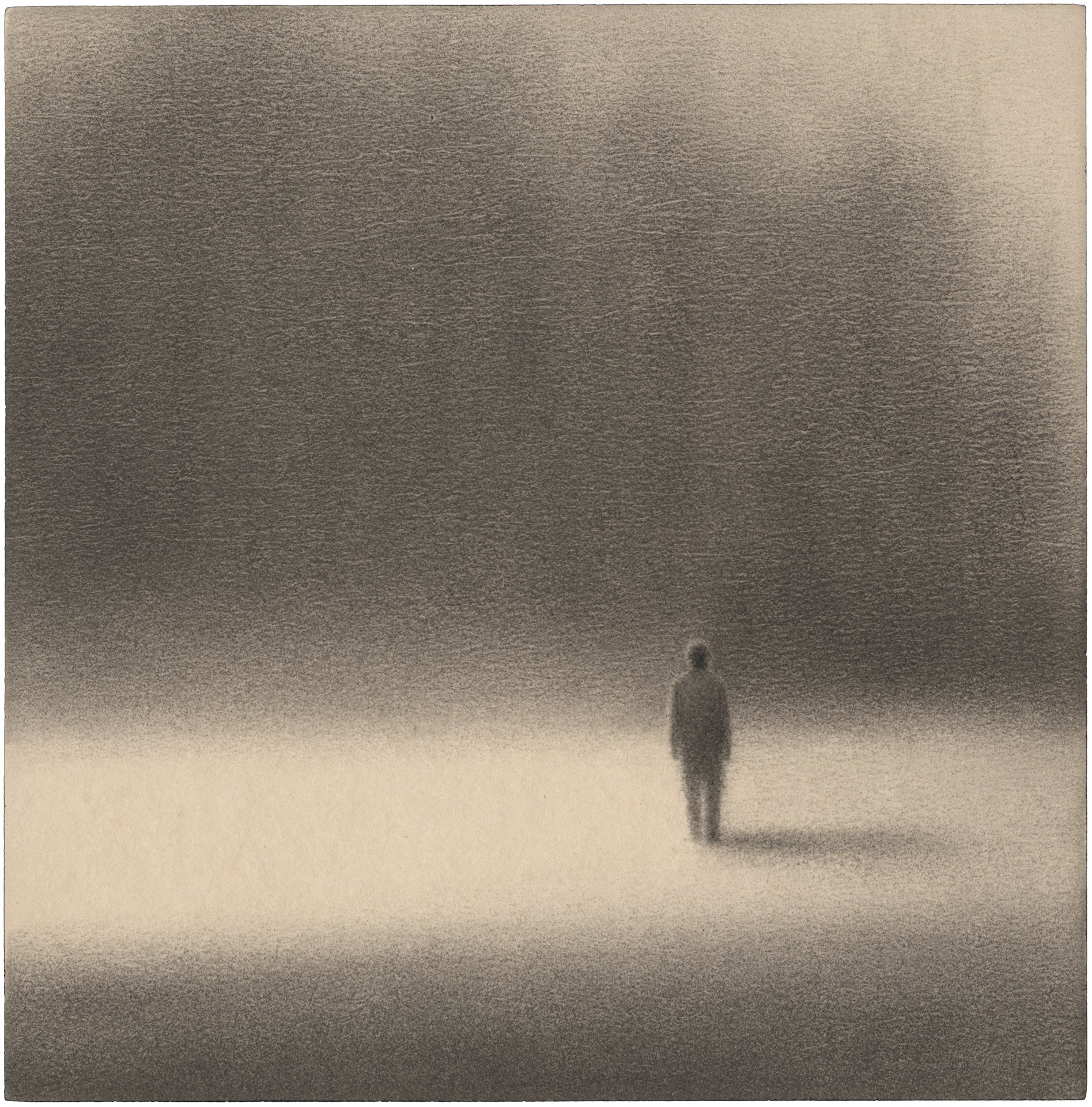 MARINA HO  IMMENSÉMENT PETIT  (482)  Charcoal on paper on wood 7.9 x 7.9 inches 20 × 20 centimeters  RESERVED   INQUIRE →  