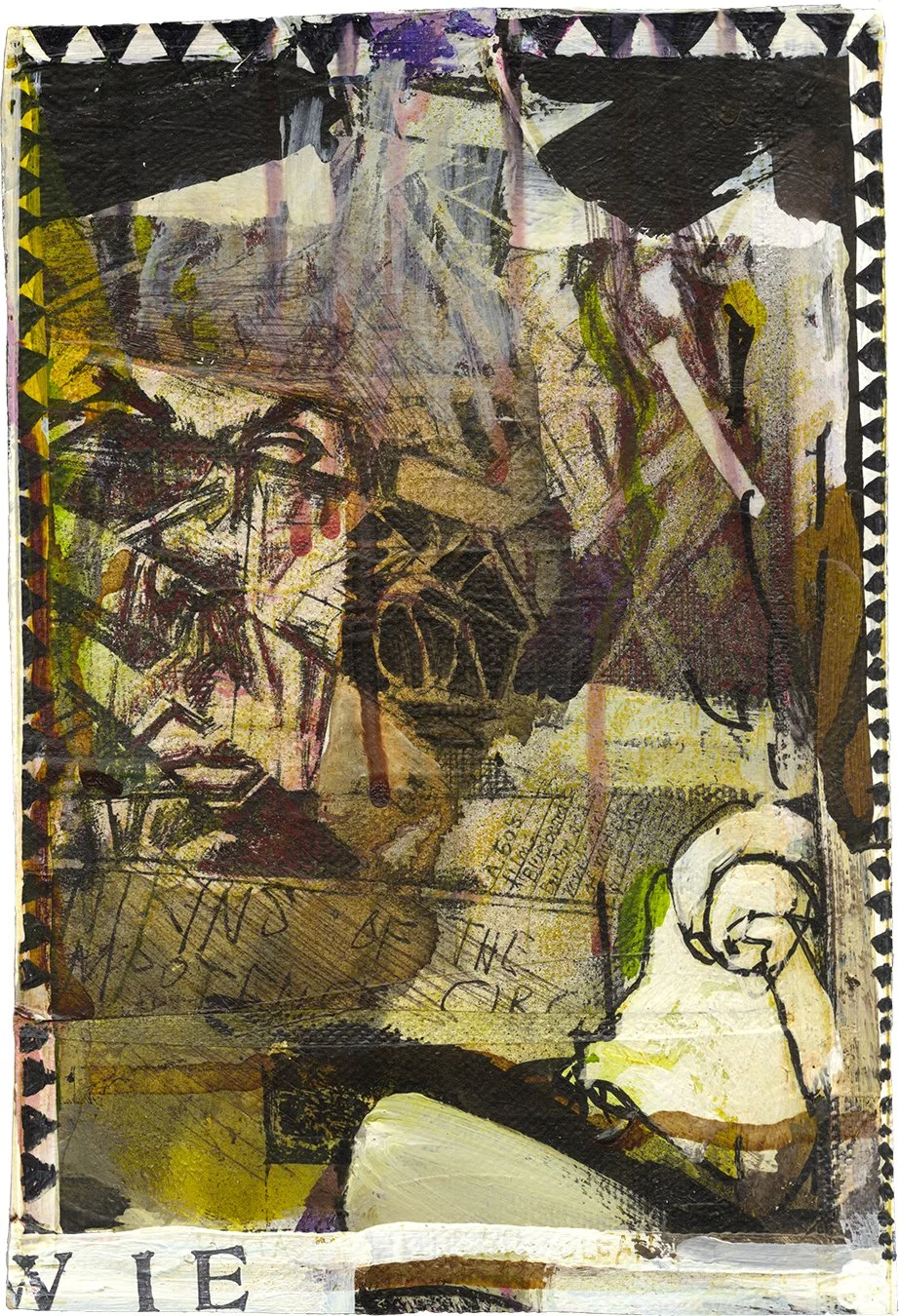 BARRON STOREY  FRAGMENT 13  Ink and acrylic on deconstructed canvas 9 x 5.7 inches (approx.)  $500   INQUIRE →