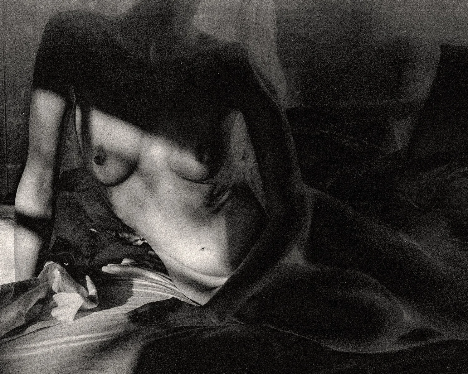 MICHAEL ASH SMITH  THE SADNESS OF LONGING - FIVE  Ink transfer, oil, and barite on 300 GSM Arches paper 8 x 1O inches 2O.3 × 25.4 centimeters  $2000   INQUIRE →  