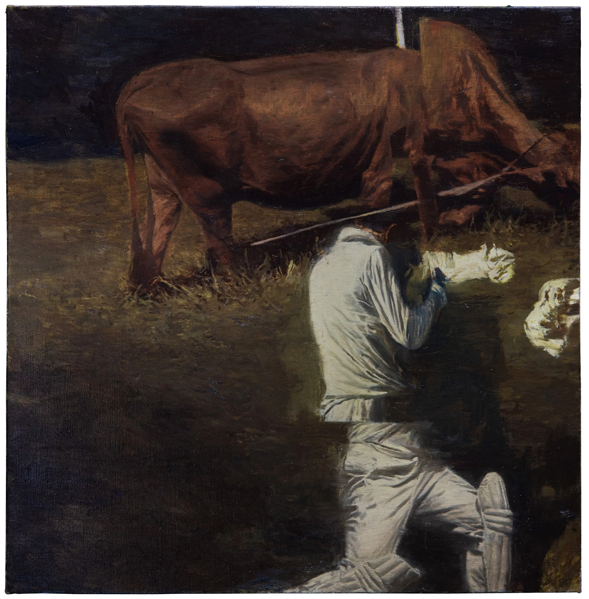 PHIL HALE  WALK THROUGH WALLS OR DON'T  (08)  Oil on Canvas 32 x 32 inches 81.3 x 81.3 centimeters  $15,000   INQUIRE →  