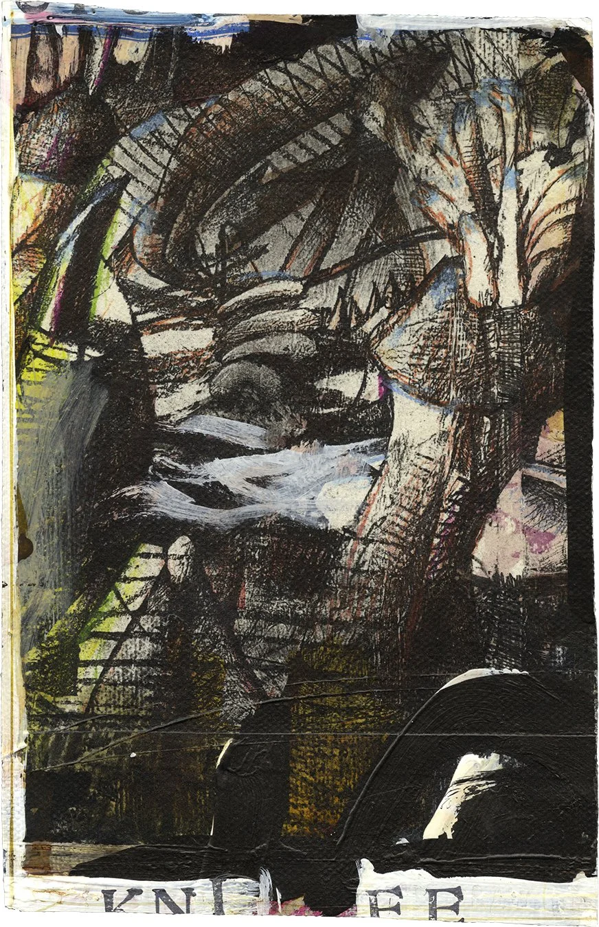 BARRON STOREY  FRAGMENT 15  Ink and acrylic on deconstructed canvas 9 x 5.7 inches (approx.)  SOLD