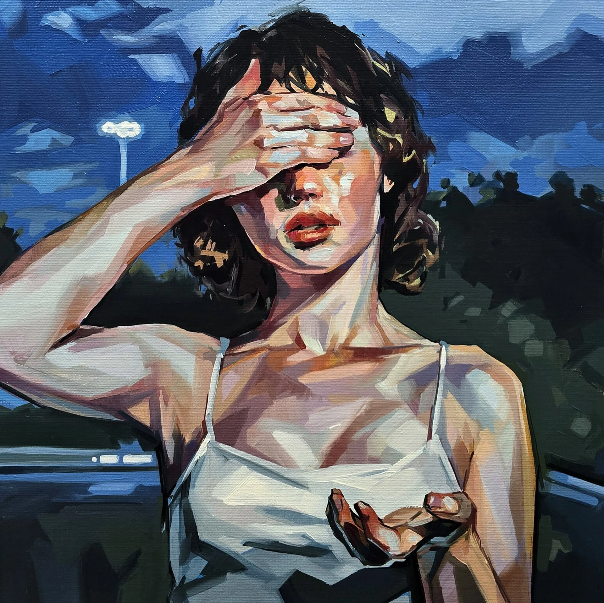 ALE CASANOVA  GUARDIAN OF FRAGILITY  Oil on linen 15.7 x 15.7 inches / 4O x 4O centimeters  $12OO   INQUIRE →  