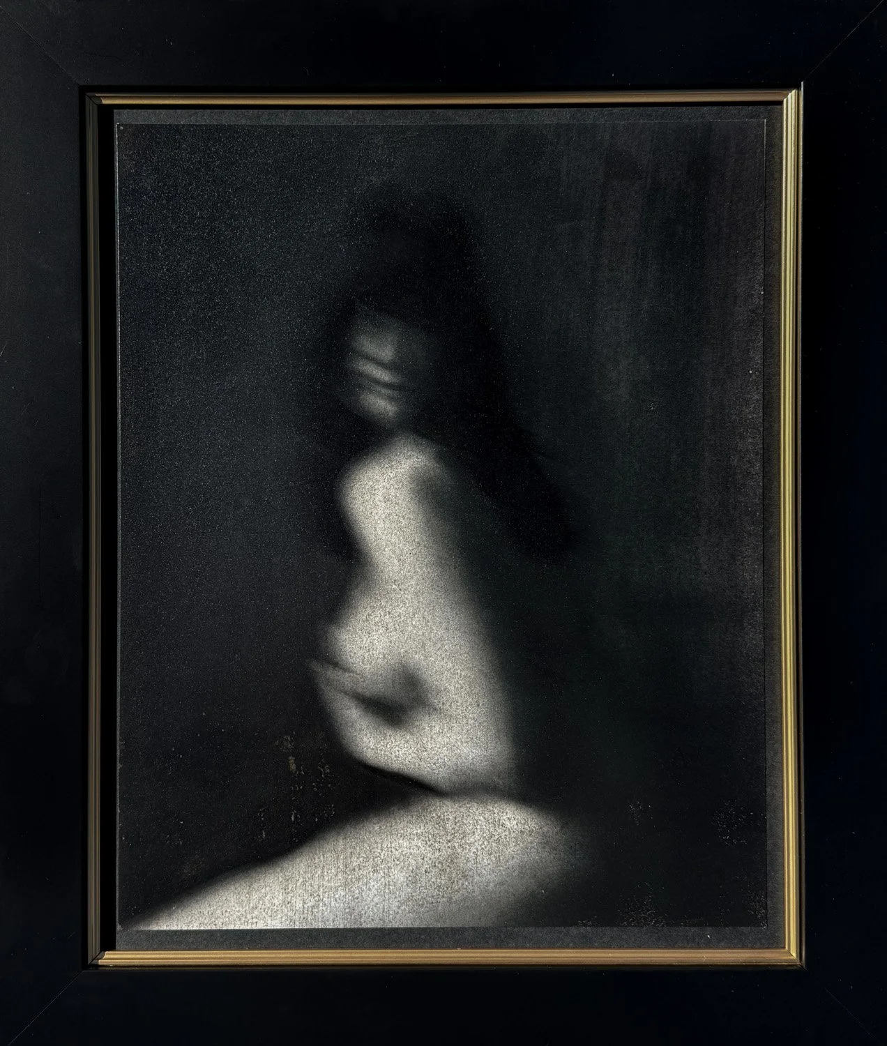 MICHAEL ASH SMITH  THE SADNESS OF LONGING - FOUR  Ink transfer, oil, and barite on 300 GSM Arches paper 15 x 12 inches 38.1 × 3O.5 centimeters  $1100   INQUIRE →  