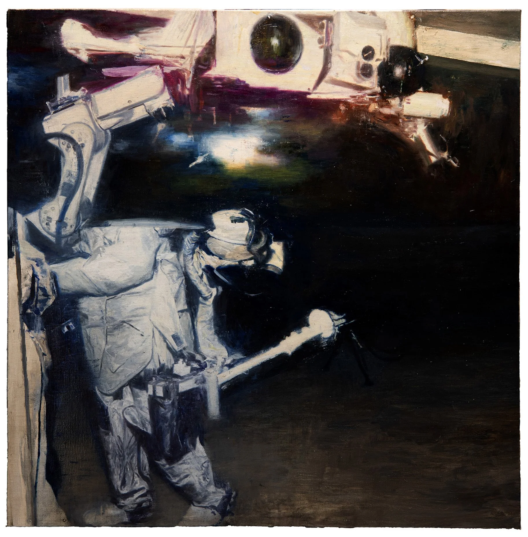 PHIL HALE  WALK THROUGH WALLS OR DON'T  (04)  Oil on Canvas 32 x 32 inches 81.3 x 81.3 centimeters  $15,000   INQUIRE →  