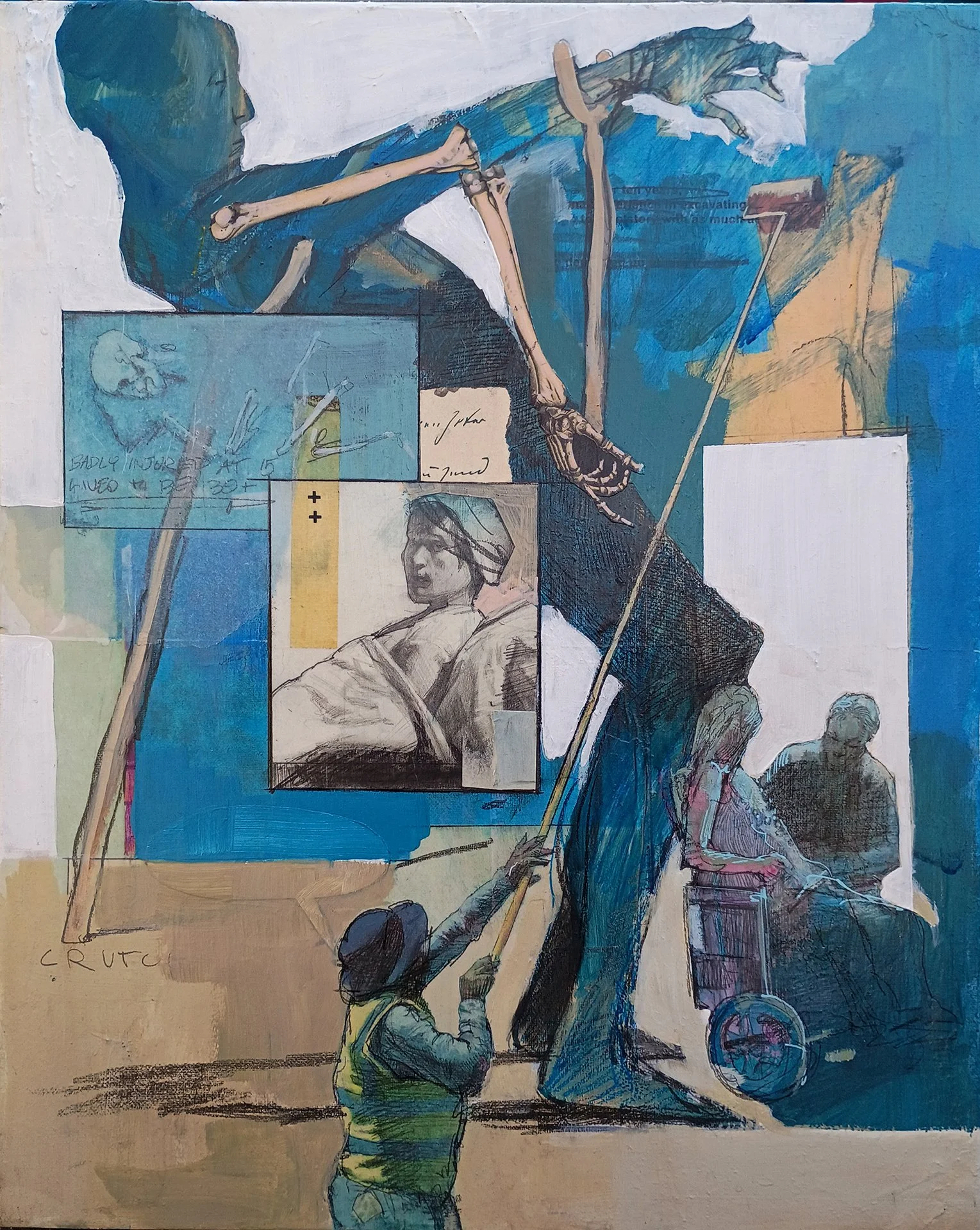  ADAM CALDWELL  DISABILITES VERSO Mixed media on canvas 20 x 16 inches 50.8 x 40.6 centimeters  SOLD  