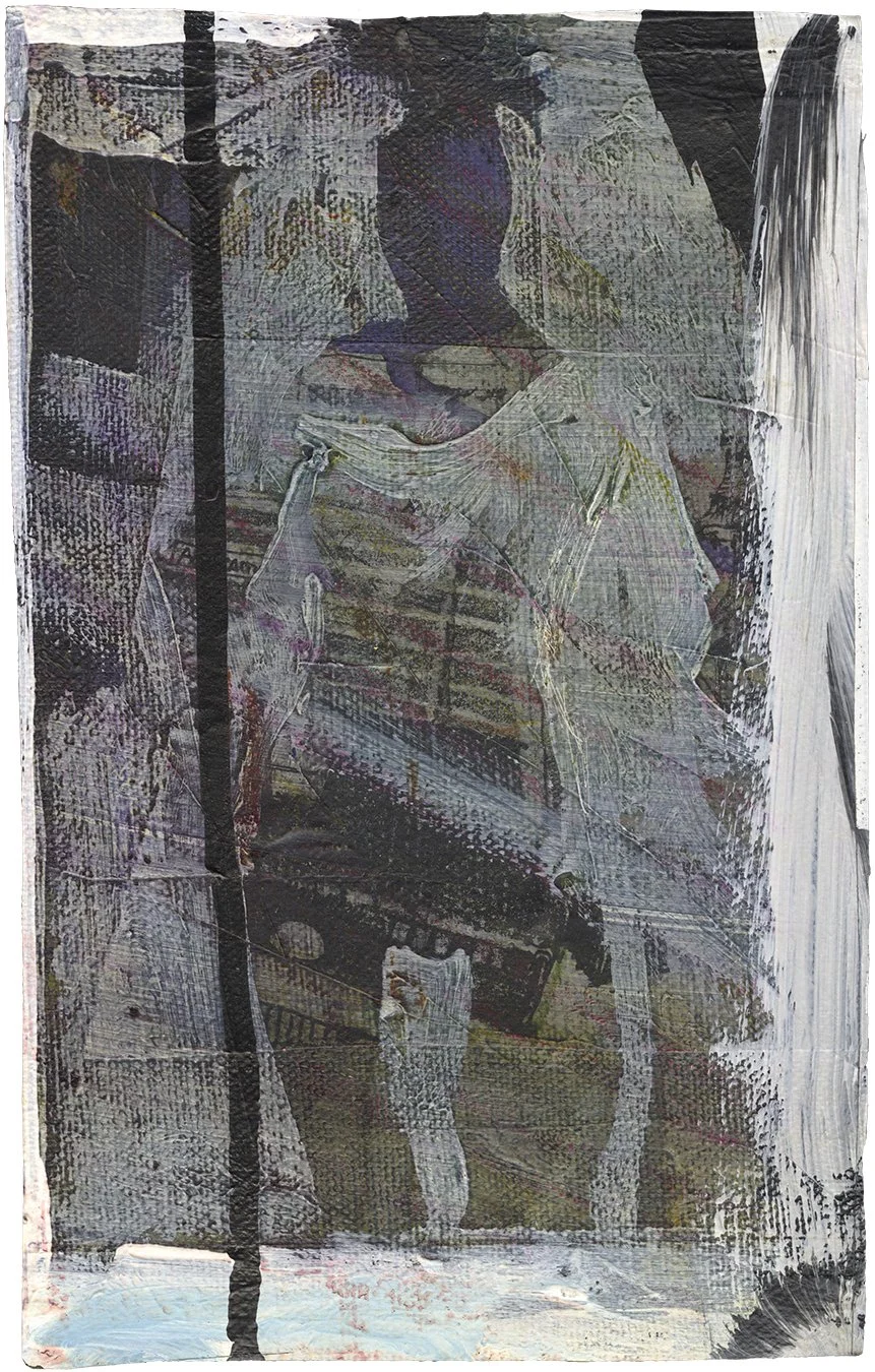 BARRON STOREY  FRAGMENT 12  Ink and acrylic on deconstructed canvas 9 x 5.7 inches (approx.)   SOLD