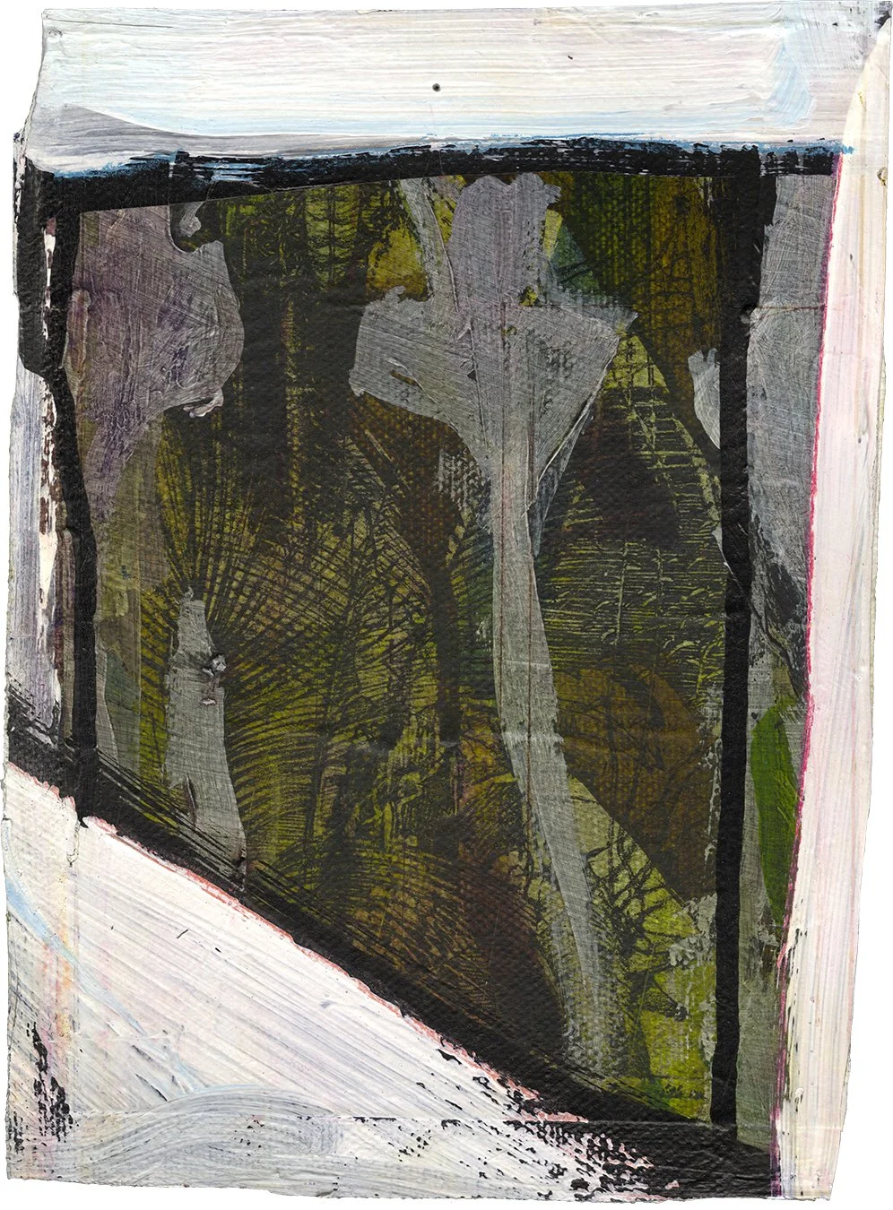 BARRON STOREY  FRAGMENT 3  Ink and acrylic on deconstructed canvas 9 x 5.7 inches (approx.)  $500   INQUIRE →