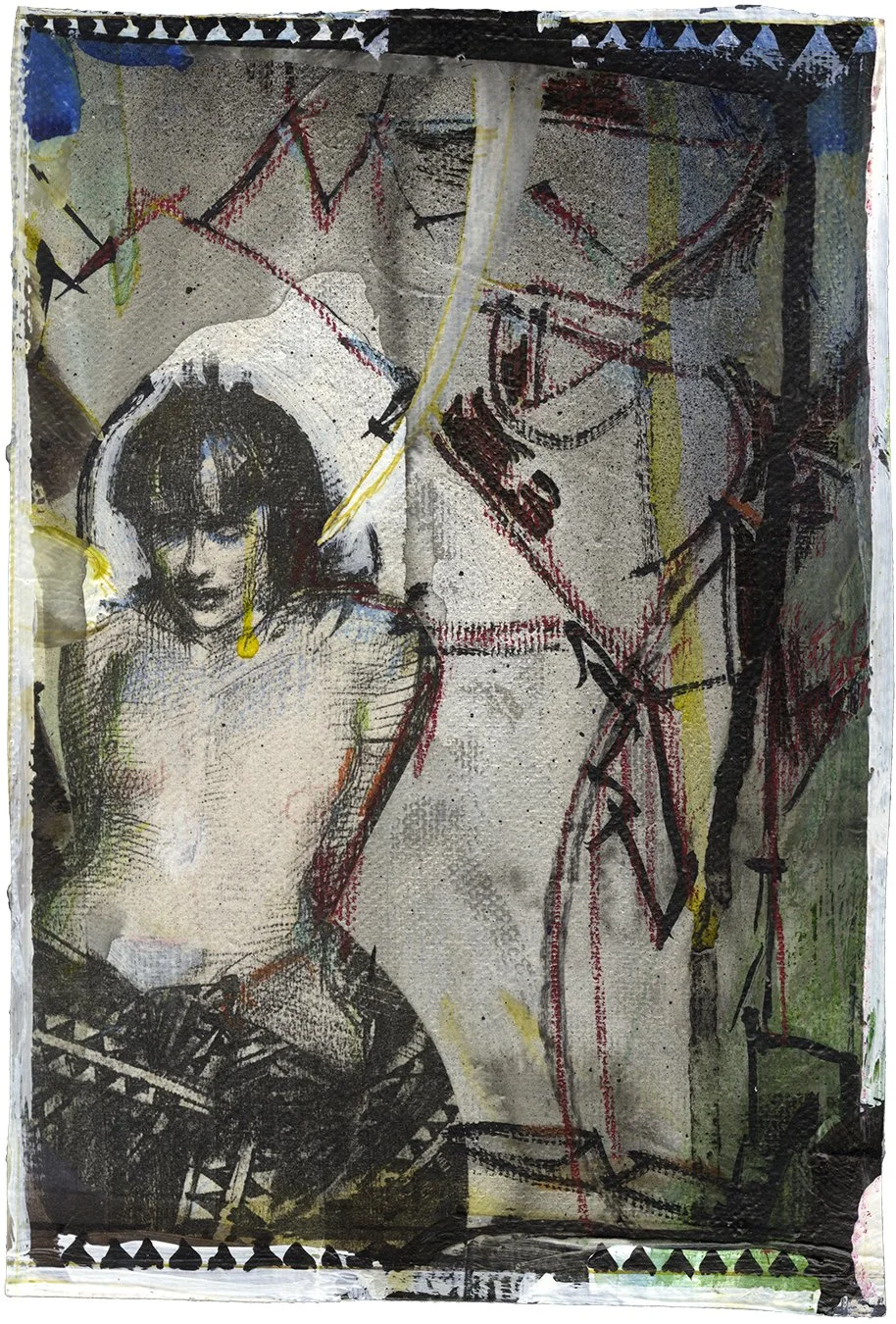 BARRON STOREY  FRAGMENT 5  Ink and acrylic on deconstructed canvas 9 x 5.7 inches (approx.)   SOLD