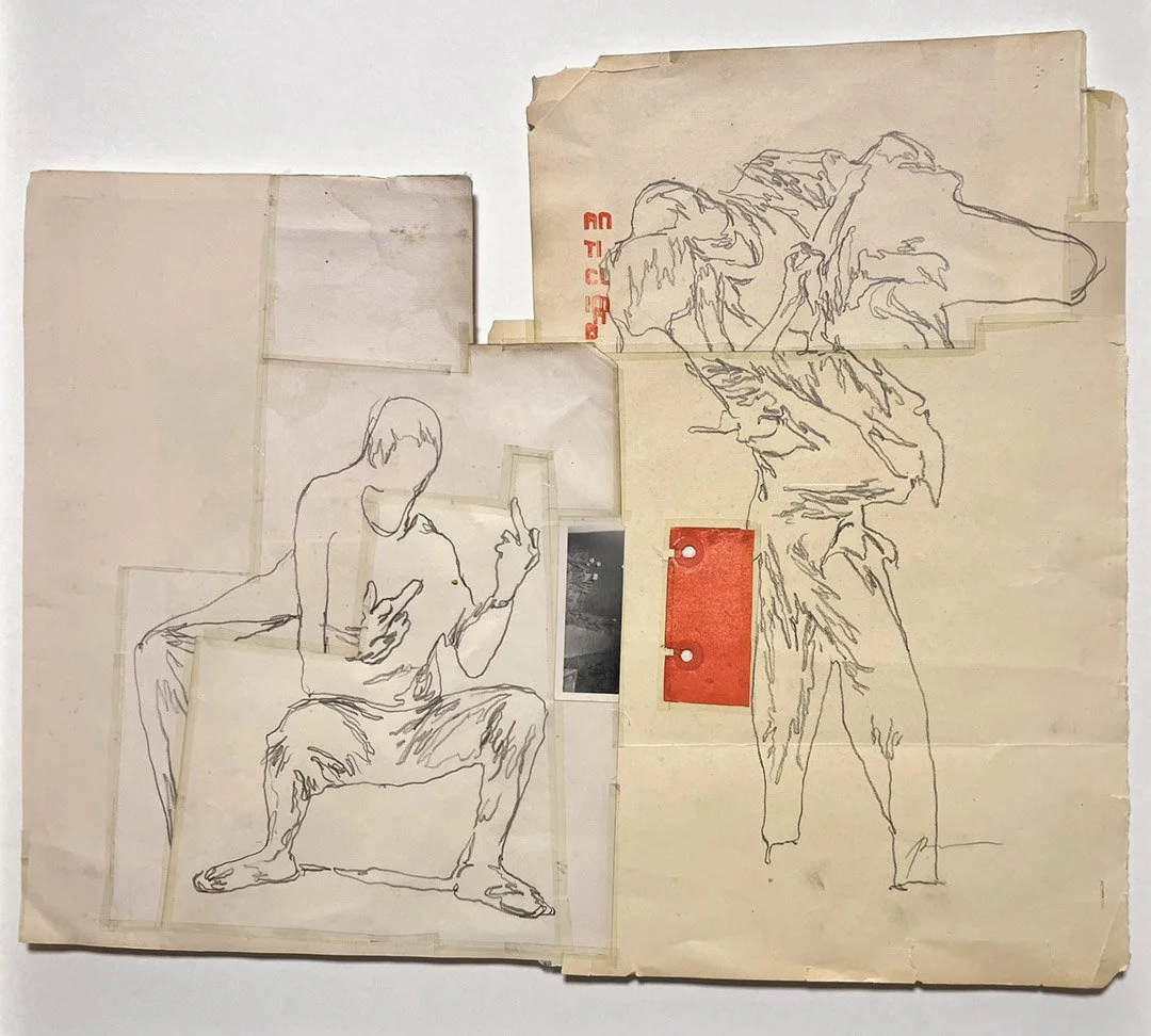 PHIL HALE  ANTICLIMB STUDY  Graphite on reverse of old prints, tape 22 x 18 inches (approx.) 55.9 x 45.7 centimeters (approx.)  $3300   INQUIRE →  