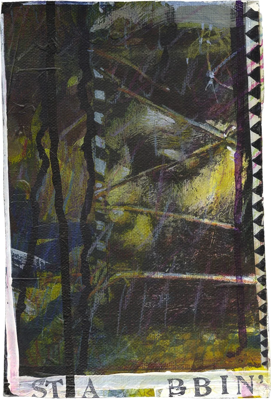 BARRON STOREY  FRAGMENT 11  Ink and acrylic on deconstructed canvas 9 x 5.7 inches (approx.)   SOLD