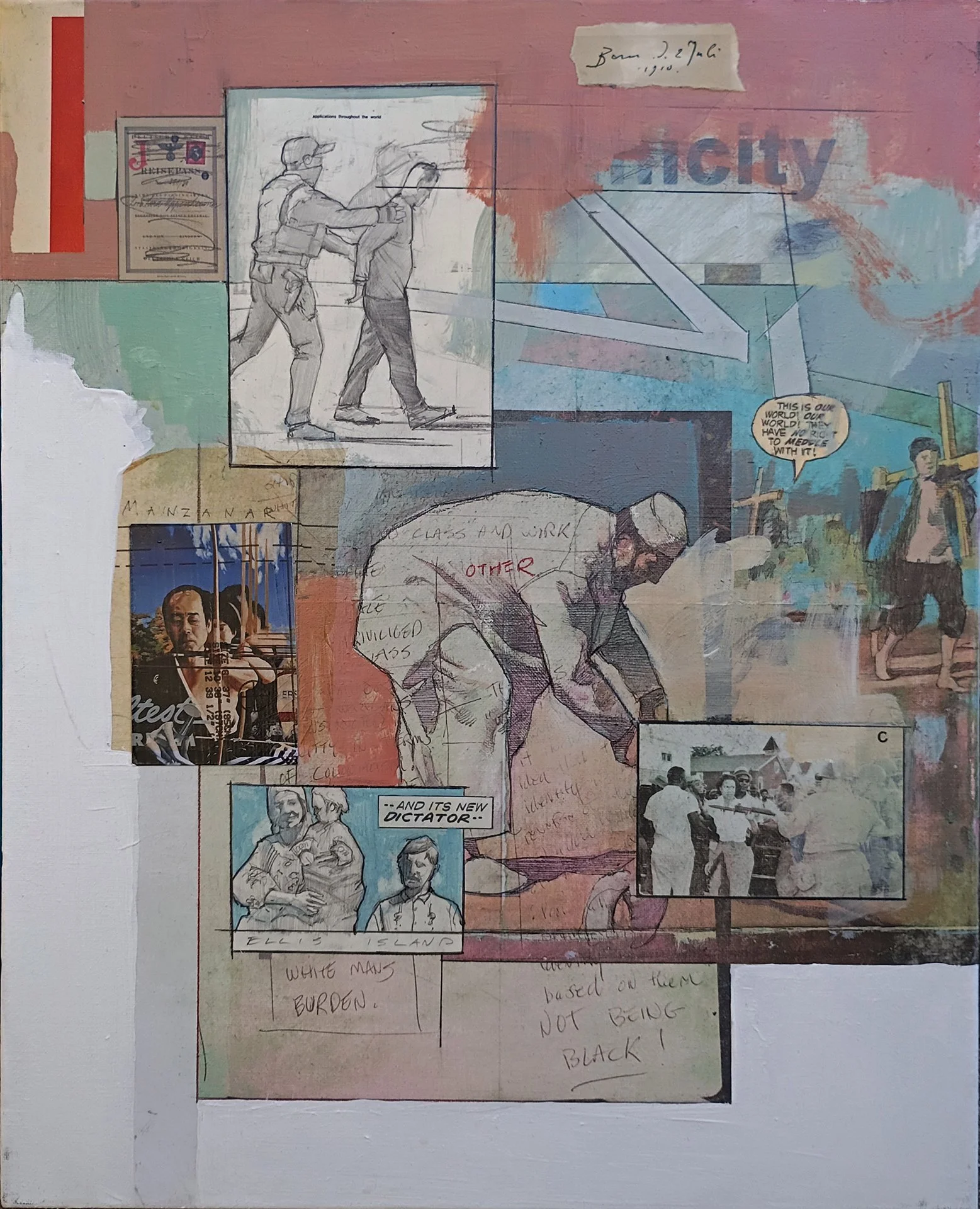  ADAM CALDWELL  ETHNICITY VERSO Mixed media on canvas 20 x 16 inches 50.8 x 40.6 centimeters  $600   INQUIRE →  
