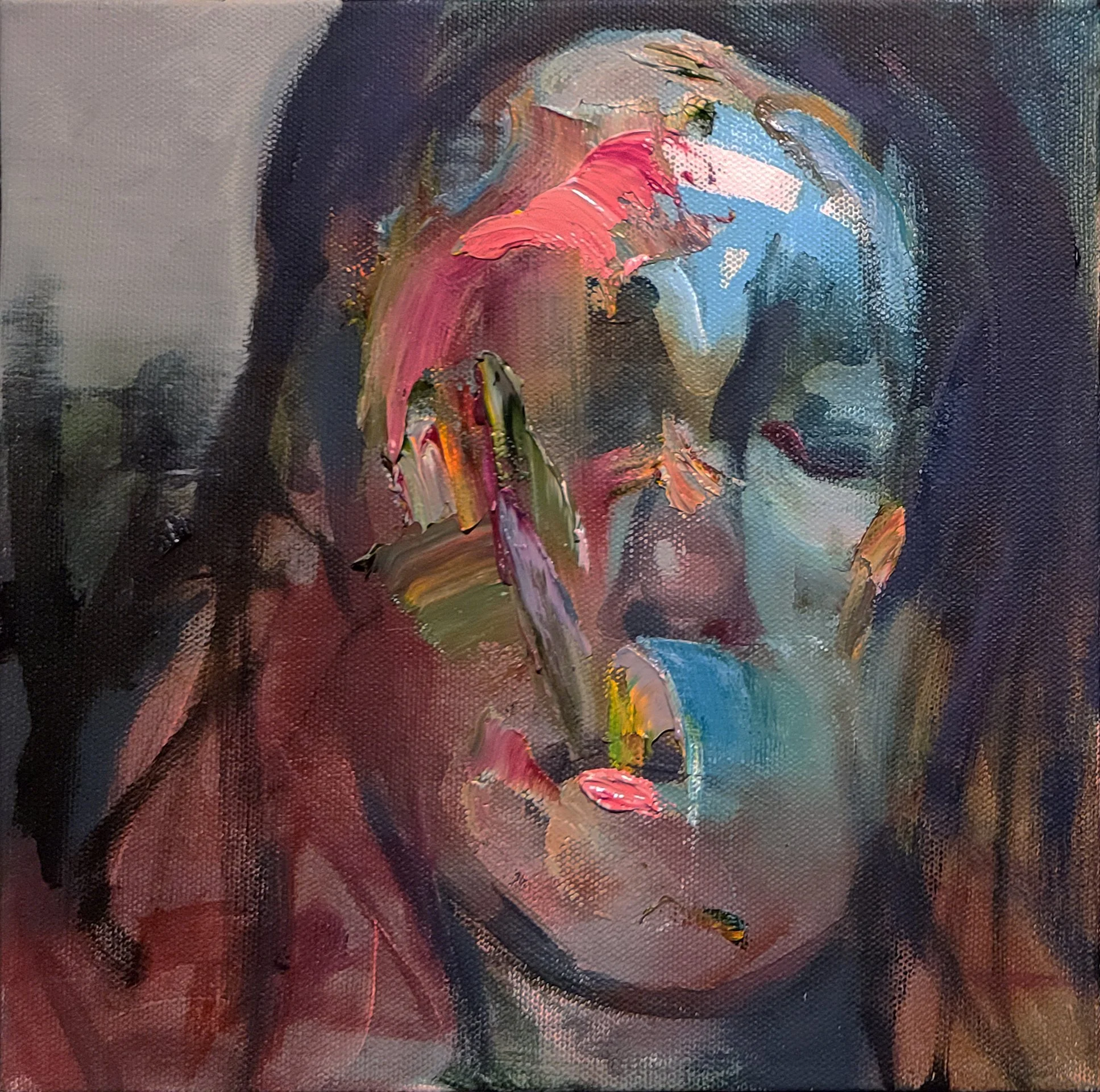 ILYA SHKIPIN  FORGETFUL  Oil on canvas 12 x 12 inches 30.5 × 30.5 centimeters   SOLD  
