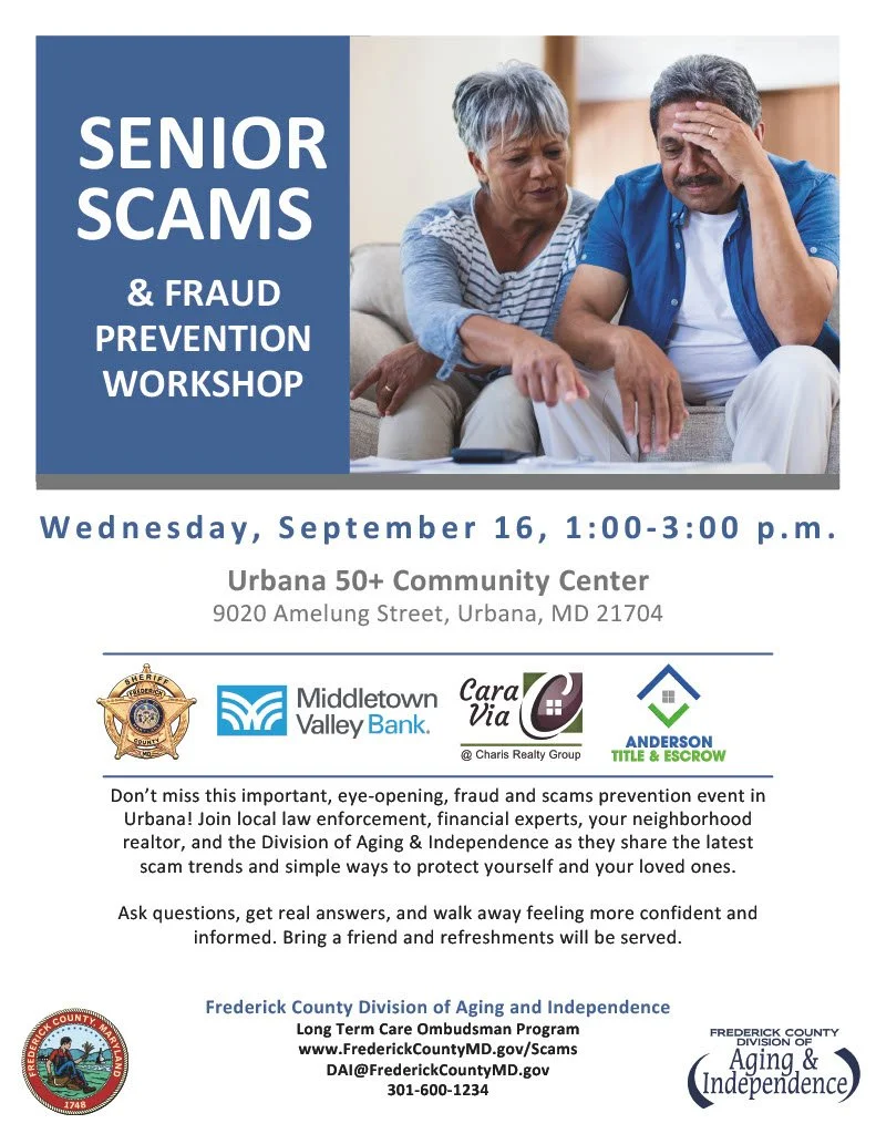 SENIOR SCAMS &amp; FRAUD PREVENTION WORKSHOP