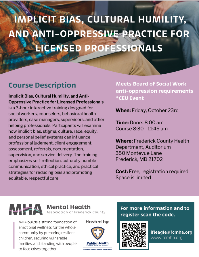 Implicit Bias, Cultural Humility, & Anti-Oppressive Practice - CEU Event