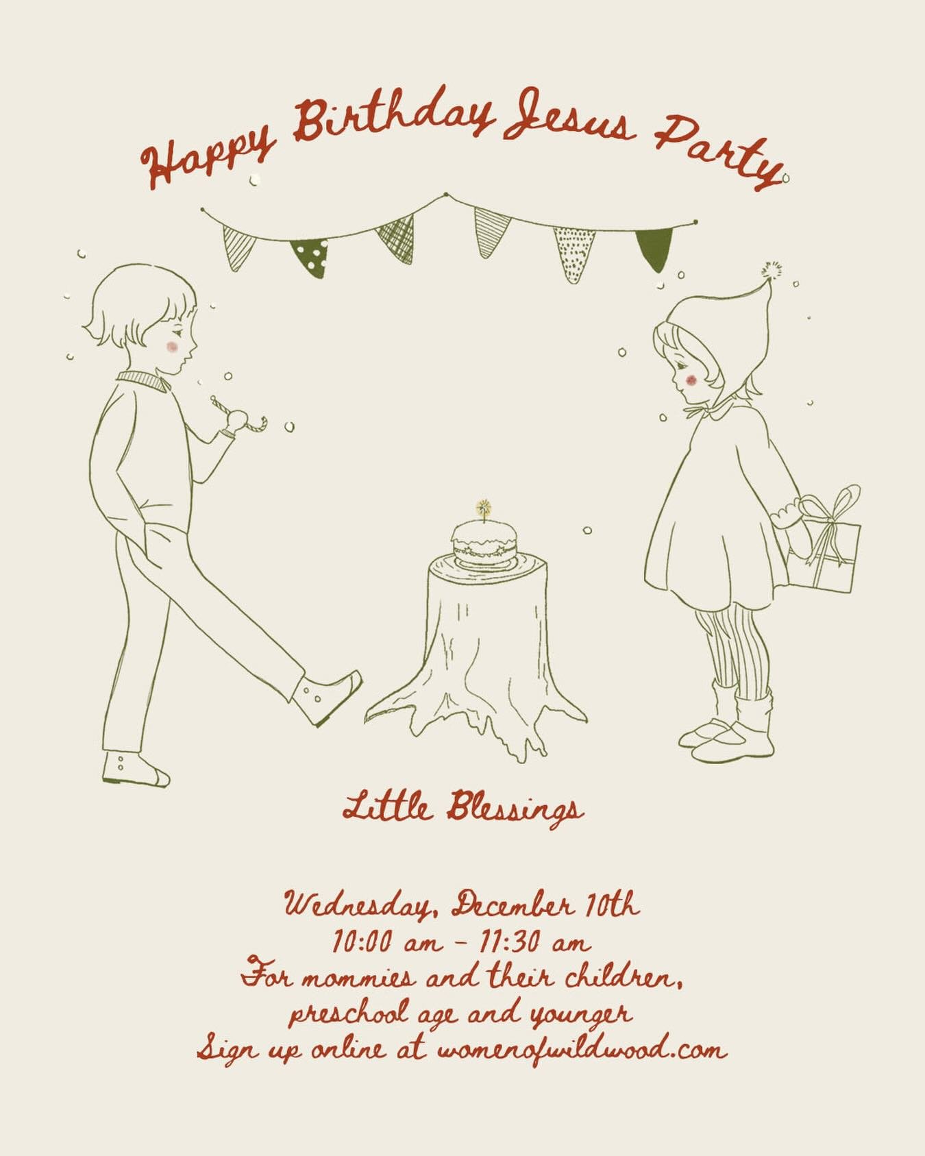 Join us on Wednesday, December 10th, at 10AM in the worship center. For a mommy and me play date as we celebrate Jesus&rsquo; Birthday! There will be games, crafts, and snack time for children under 5 years old.