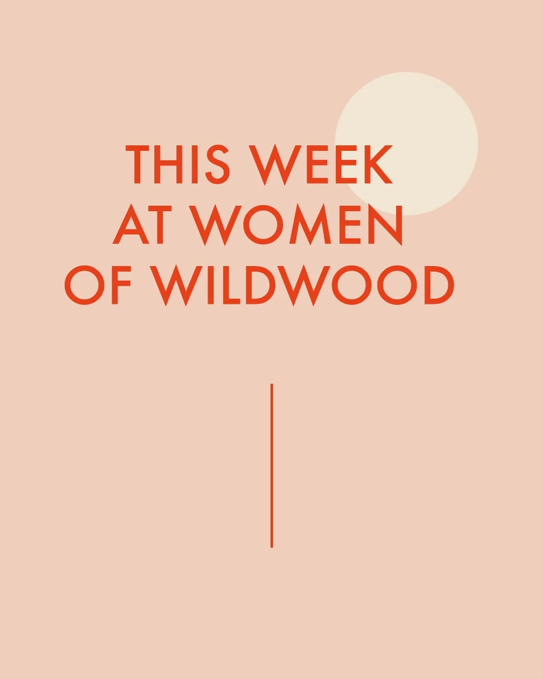 This week at Women of Wildwood: 

*This week, at our Women's study, we begin the book of James. 

*Women&rsquo;s Prayer meets every Wednesday at 8:30 am in the foyer. Come and intercede for the needs of our church family.

*Never Alone Ministry is a 