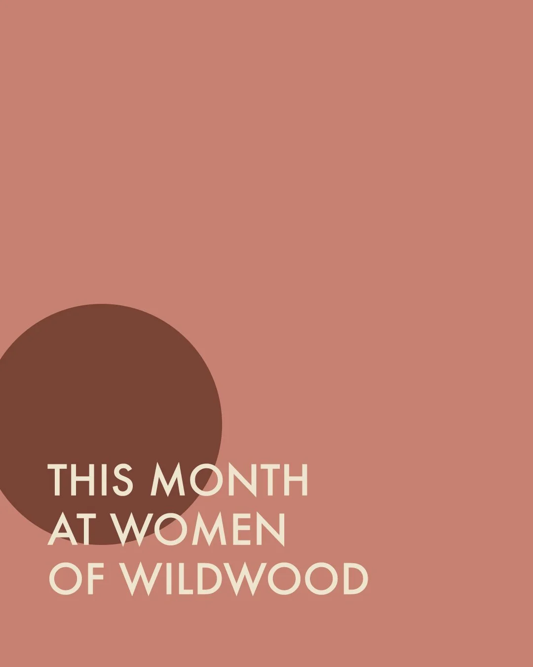 This Month at Women of Wildwood:
*Tuesdays at 9 AM &amp; 6:45 PM, we have Bible Study; join us in person or online. 
*Wednesdays at 8:30 AM, we get together for Women&rsquo;s prayer in the foyer
*Wednesday, October 14th, at 7 PM, our Never Alone Mini