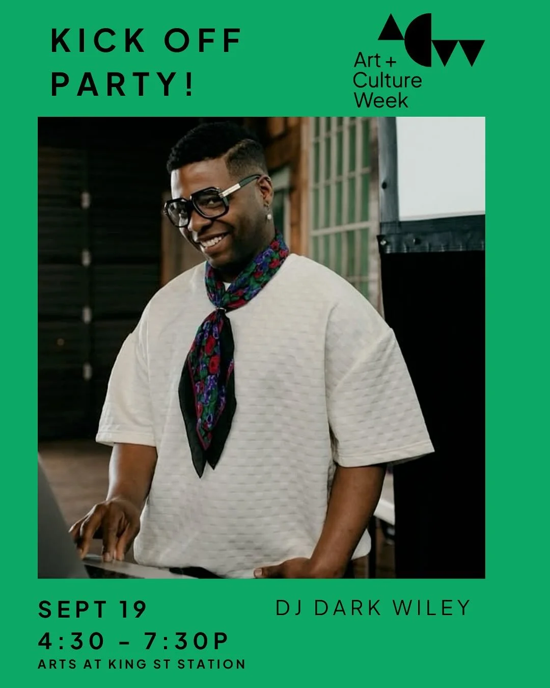 ✨Join us TOMORROW, this Friday, September 19, 4:30-7:30 PM for an evening filled with creativity, community, and celebration as we KICK OFF 🍾 a jam-packed, exciting week of Art + Culture! 

💚 These amazing artists have the most wonderful plans for 