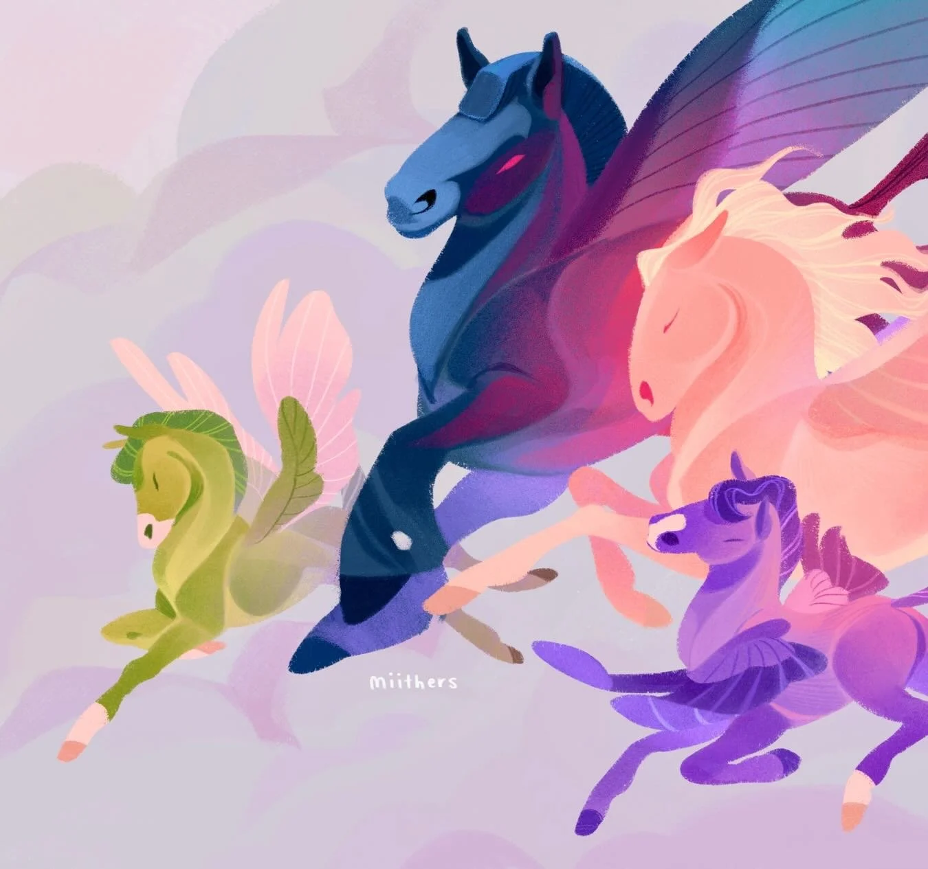 🪻🌷 hello, instagram! i&rsquo;ve got some ponies for you! these are, if you know, the pegasi from D.sney&rsquo;s 1940 Fantasia, of which this specific sequence had a profound effect on my horse girl psyche.

(if you haven&rsquo;t seen it, please be 