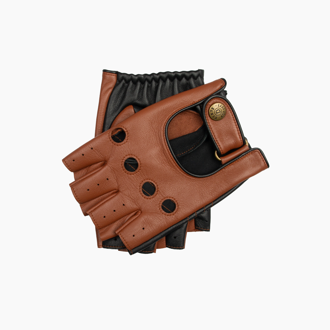 Cadwell Driving Gloves - Cognac and Black