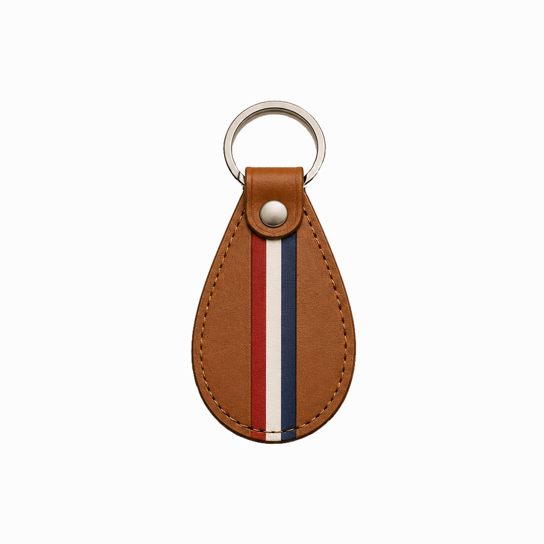 Leather Keyring in Cognac