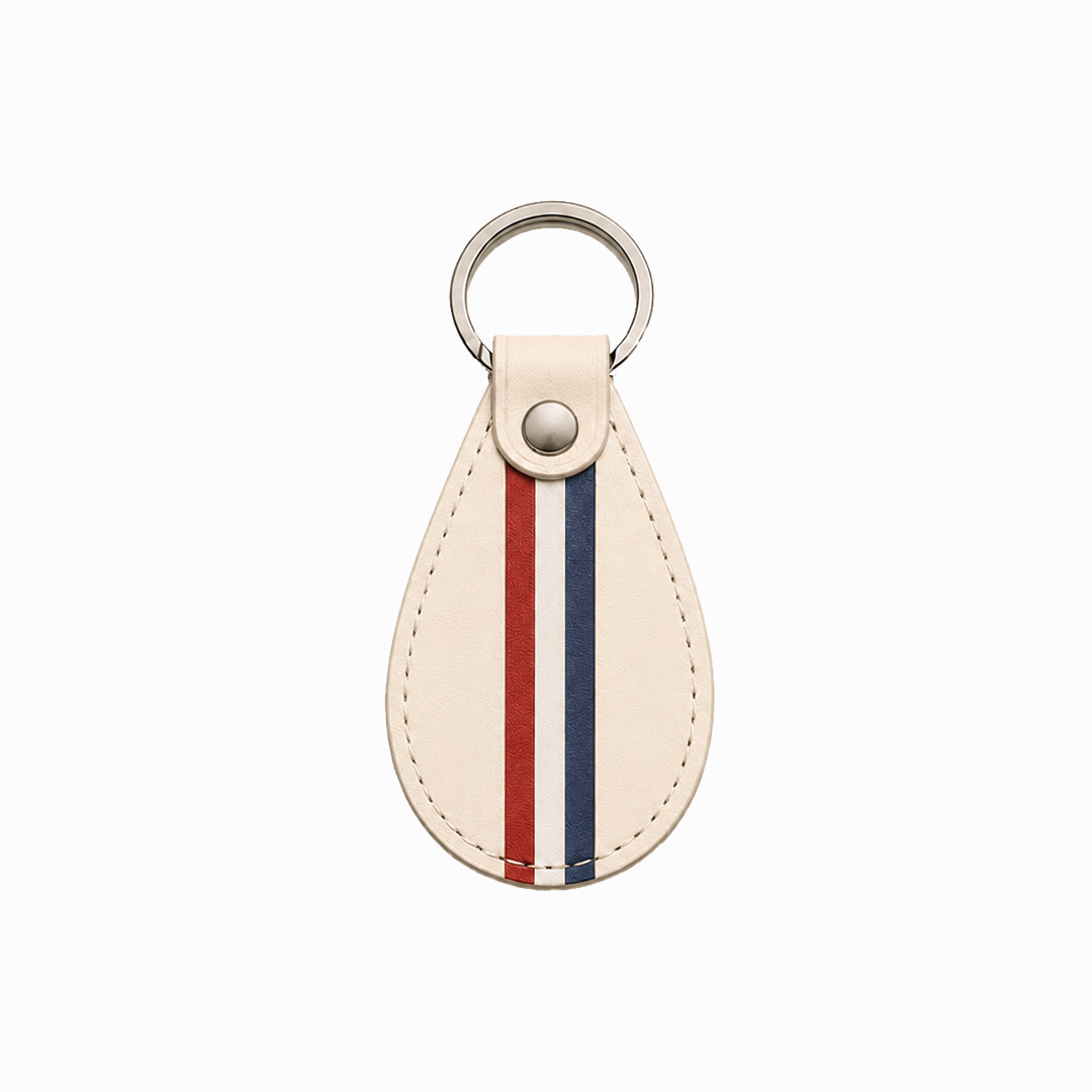 Leather Keyring in Cream