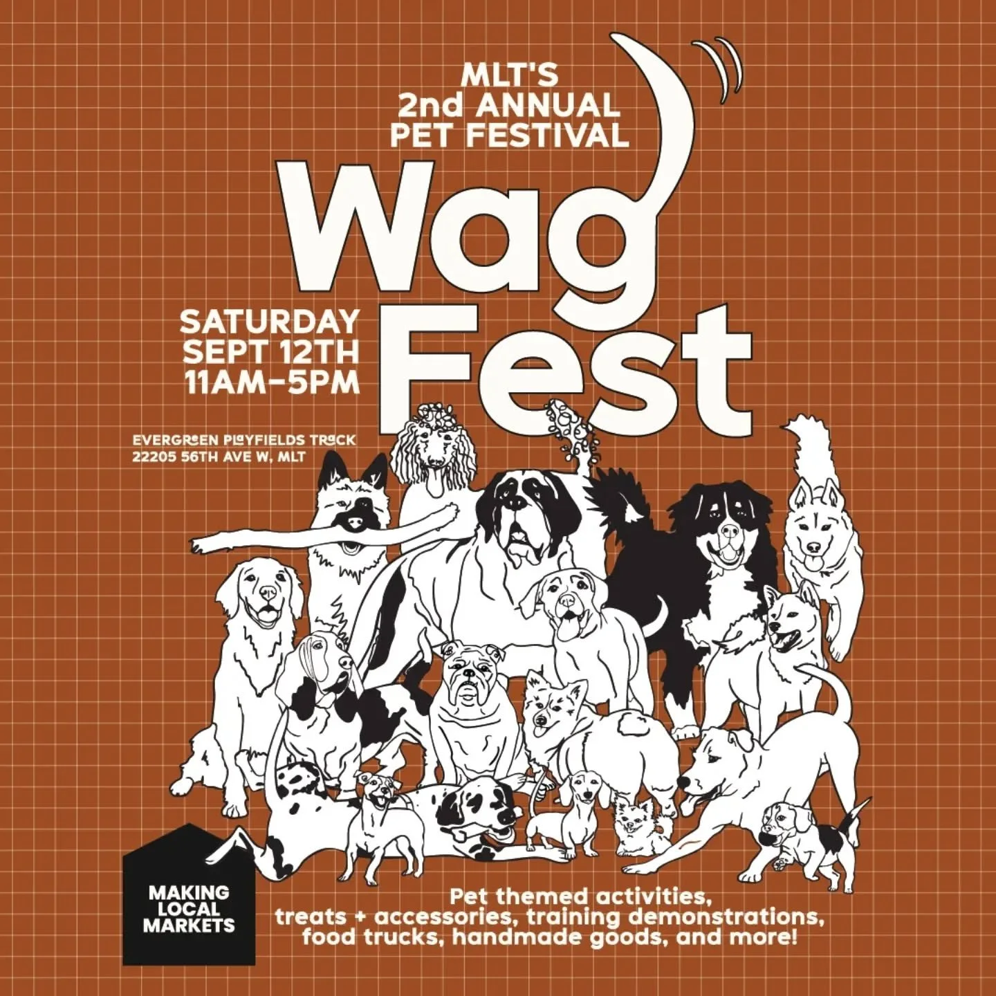 We're hosting a Meet the Breeds booth with the Seattle Kennel Club at WagFest! 

If you're interested in meeting a bunch of nice, fluffy dogs who may or may not be that interested in you but will gladly take some cookies, come drop by! We'll be at ou