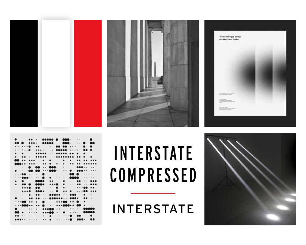 A mood board for the Hidden Hero Awards featuring black and white imagery, interesting lighting effects, font choices, and a black, white, and red color palette.