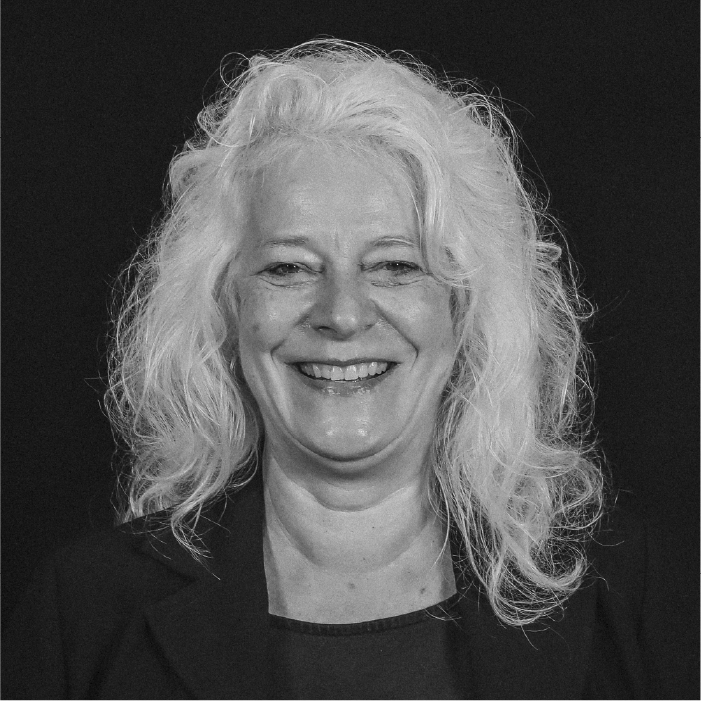 A black and white image of Dawn Meyerriecks.