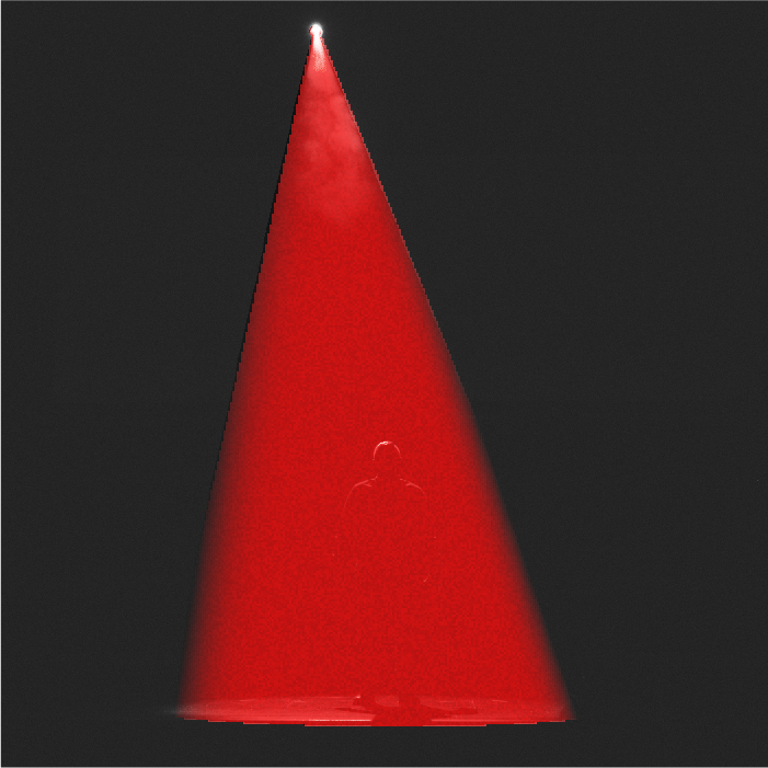 A stage spotlight being highlighted with a red effect.