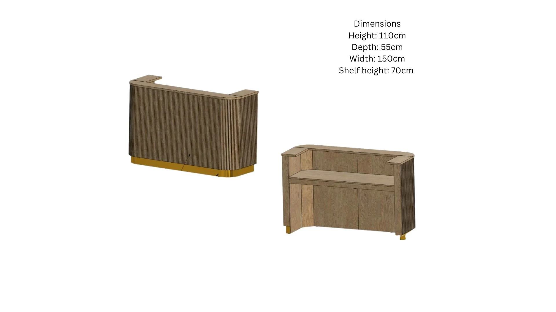 Reception desk (sketch from carpenter, design and measurements myself)