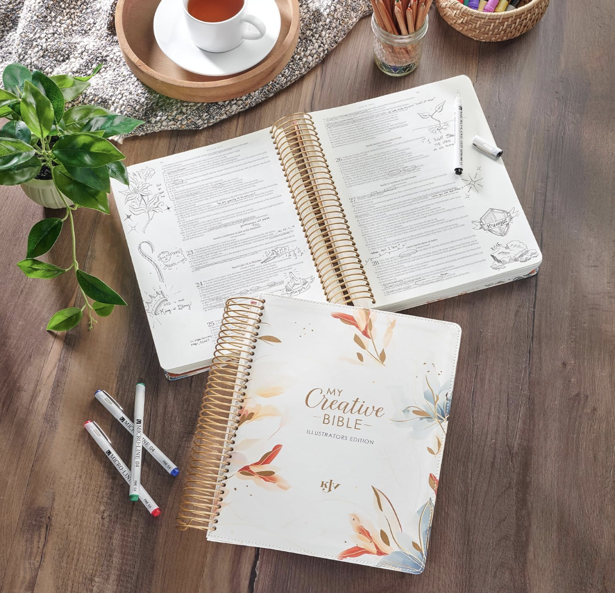 KJV Holy Bible, My Creative Bible - Illustrators Edition, Journal Space, Vegan Leather Flexcover, King James Version, Cream Floral Print