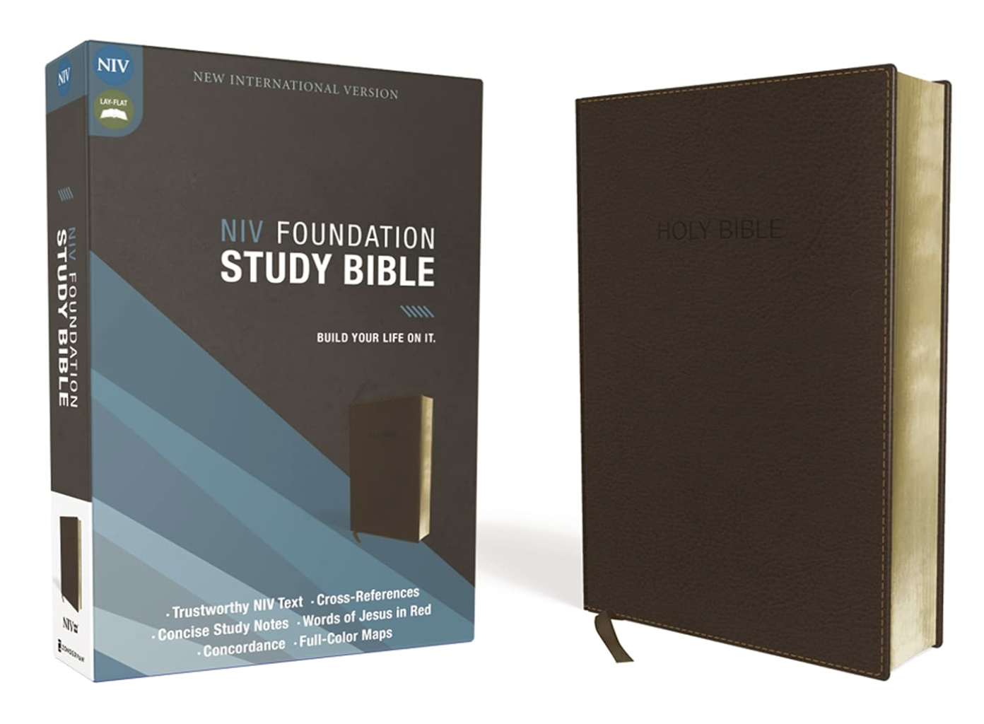 NIV, Foundation Study Bible, Leathersoft, Brown, Red Letter