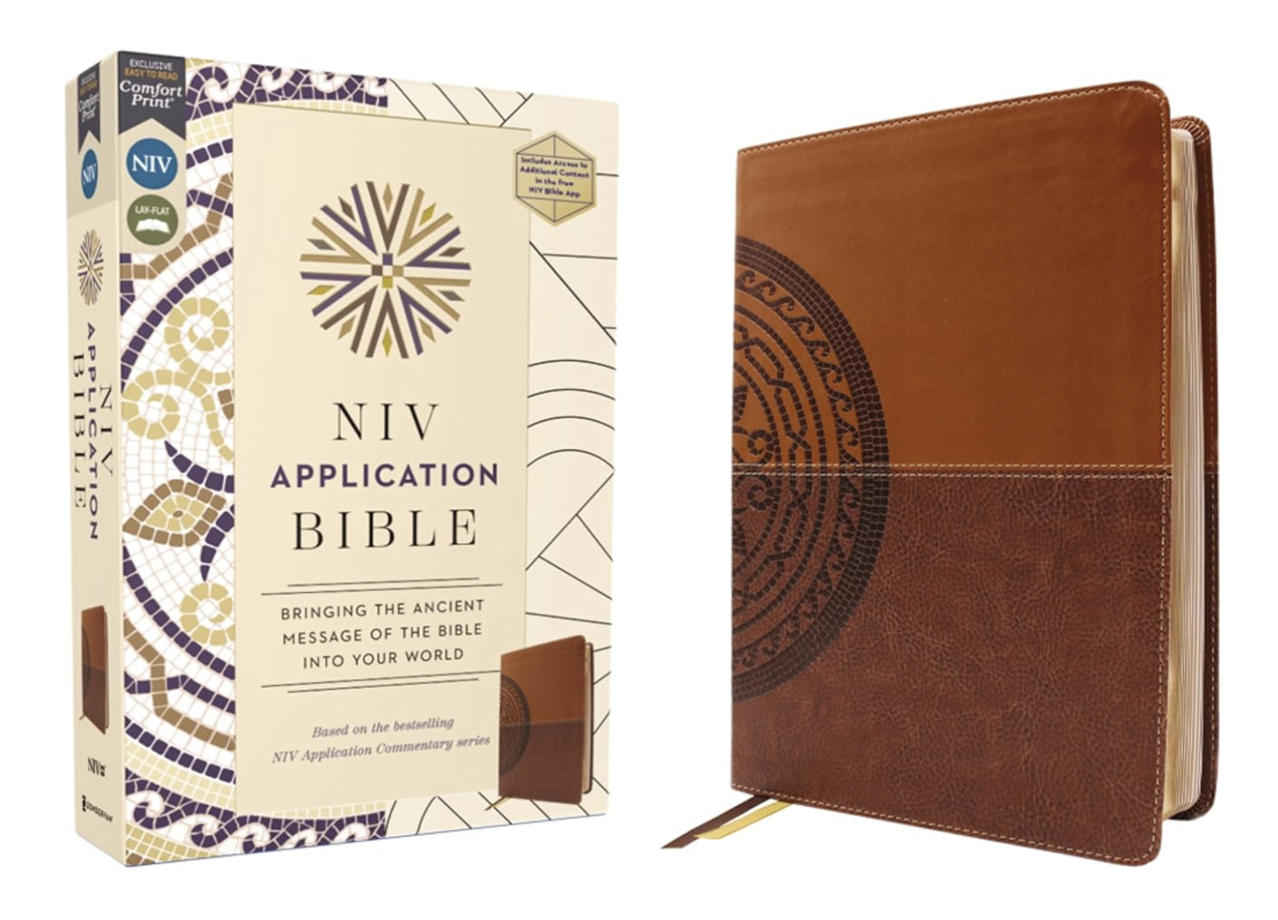 NIV Application Bible, Leathersoft, Brown, Red Letter, Comfort Print: Bringing the Ancient Message of the Bible into Your World (NIV Application Commentary...