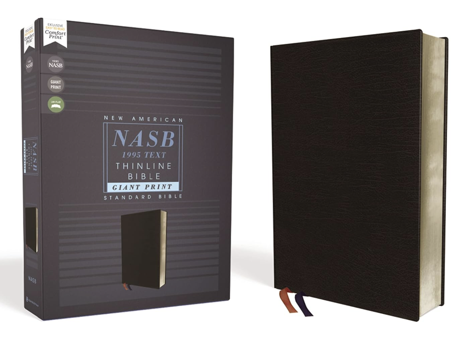 NASB, Thinline Bible, Giant Print, Bonded Leather, Black, Red Letter, 1995 Text, Comfort Print