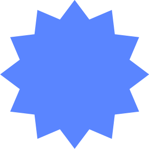 Forma de estrella de color azul con bordes irregulares.